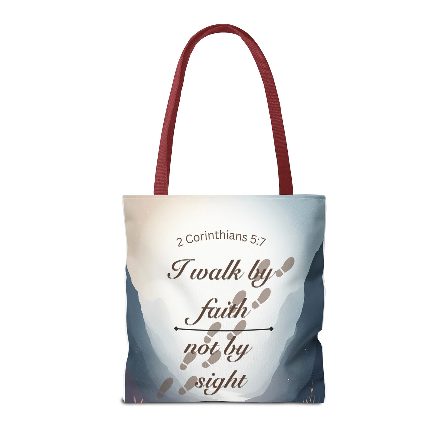 Faith Tote Bag “I Walk by Faith Not by Sight” 2 Corinthians 5:7 Inspirational Tote