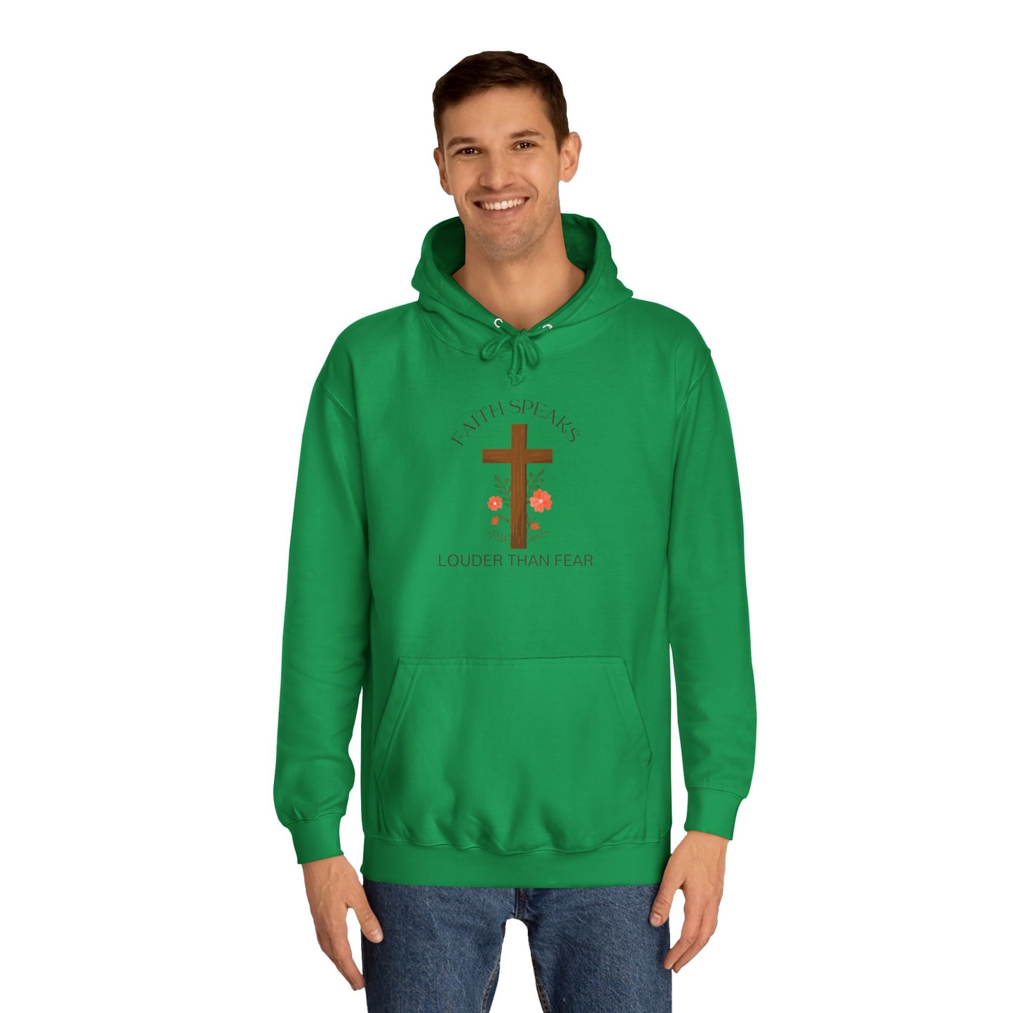 Christian Cross Hoodie - Floral Cross "Speak Life" Religious Pullover