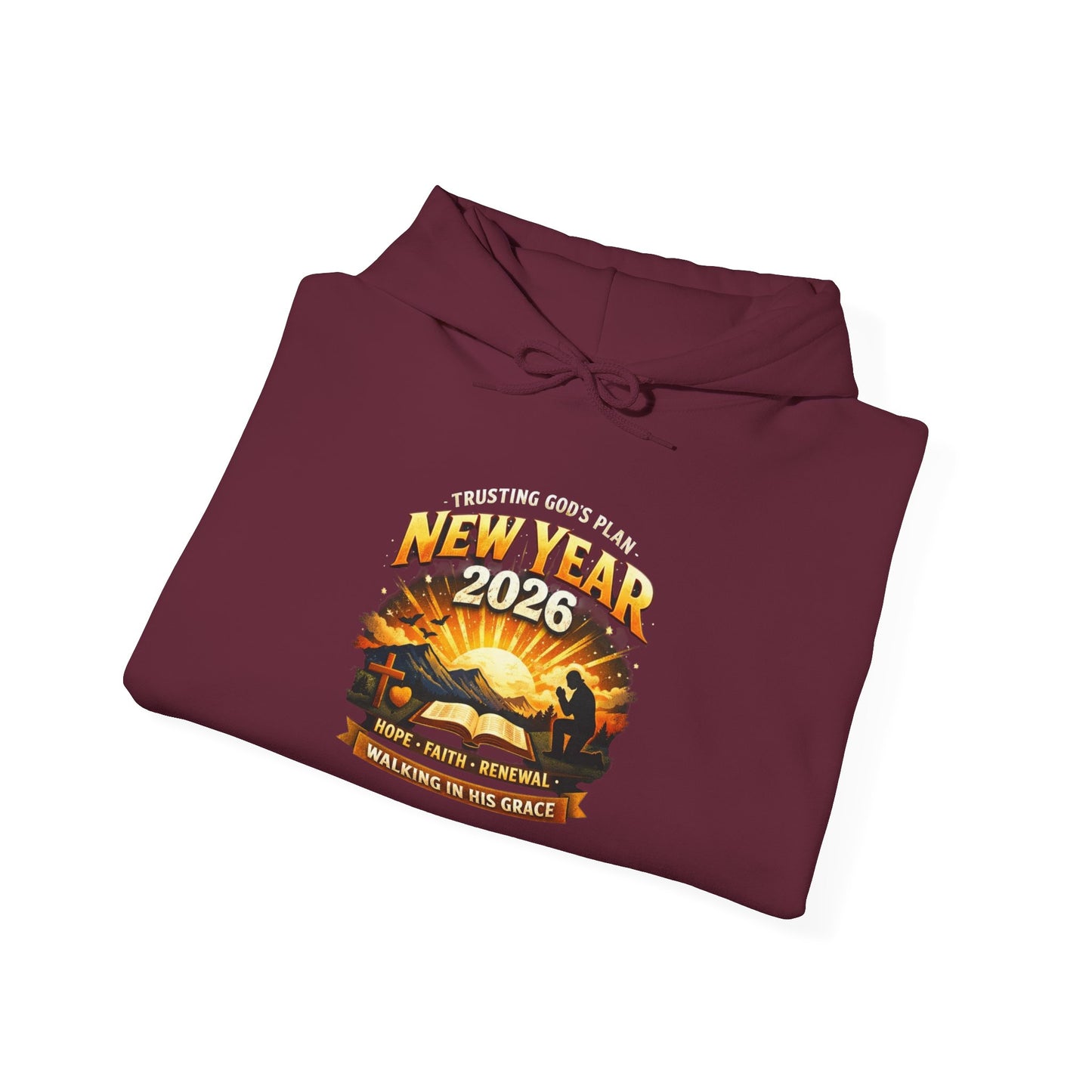 New Year 2026 Graphic Hoodie. Sunrise Celebration Pullover