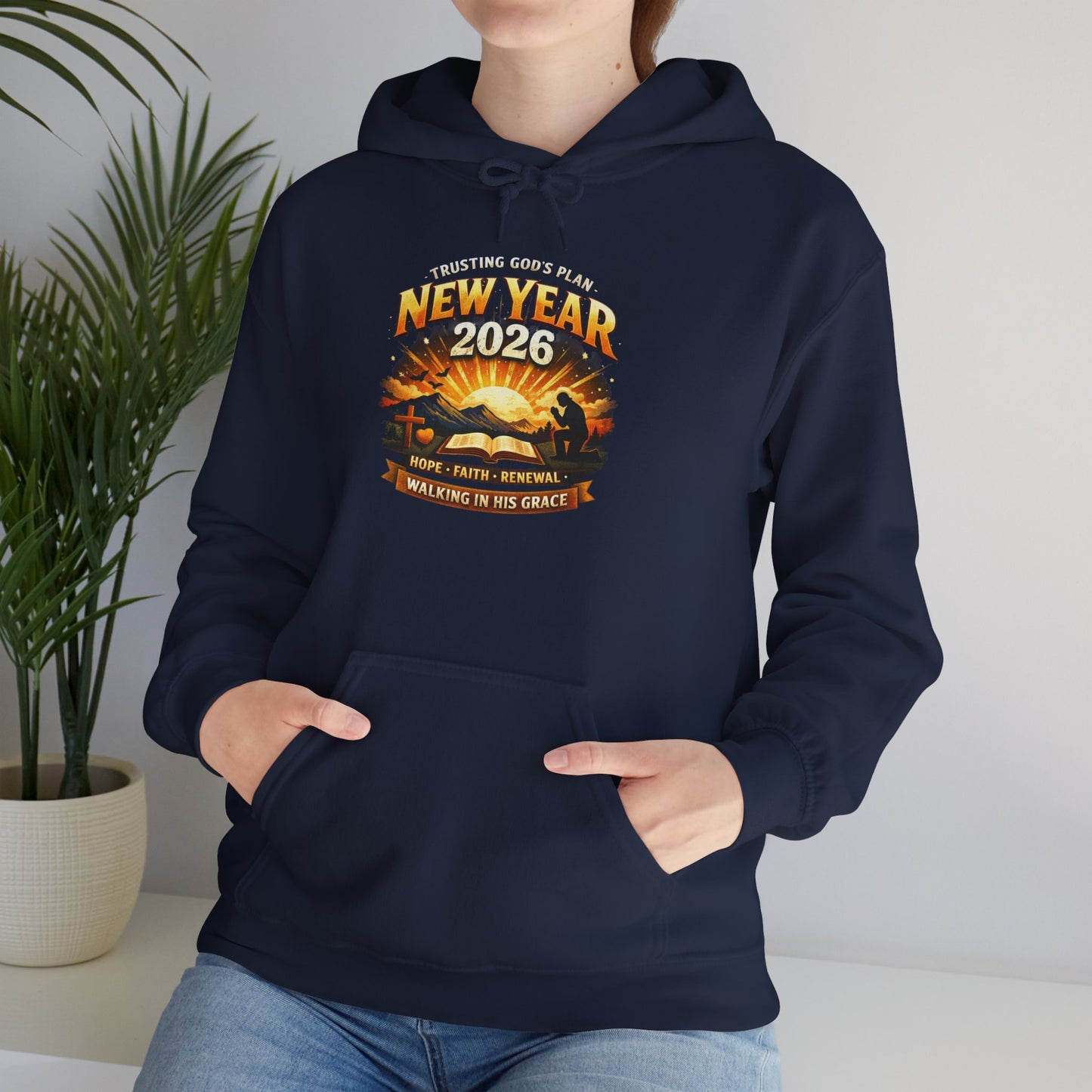 New Year 2026 Graphic Hoodie. Sunrise Celebration Pullover