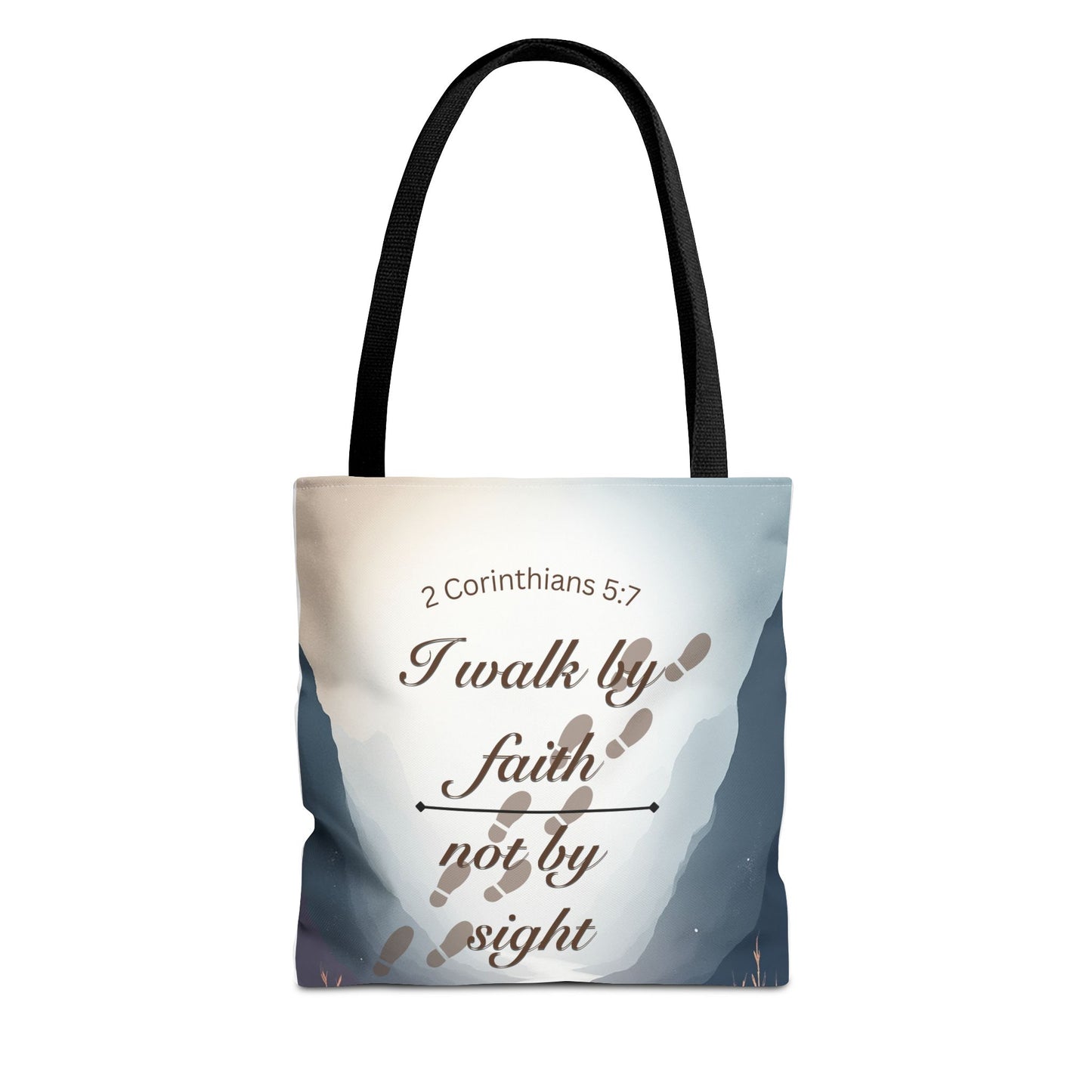 Faith Tote Bag “I Walk by Faith Not by Sight” 2 Corinthians 5:7 Inspirational Tote