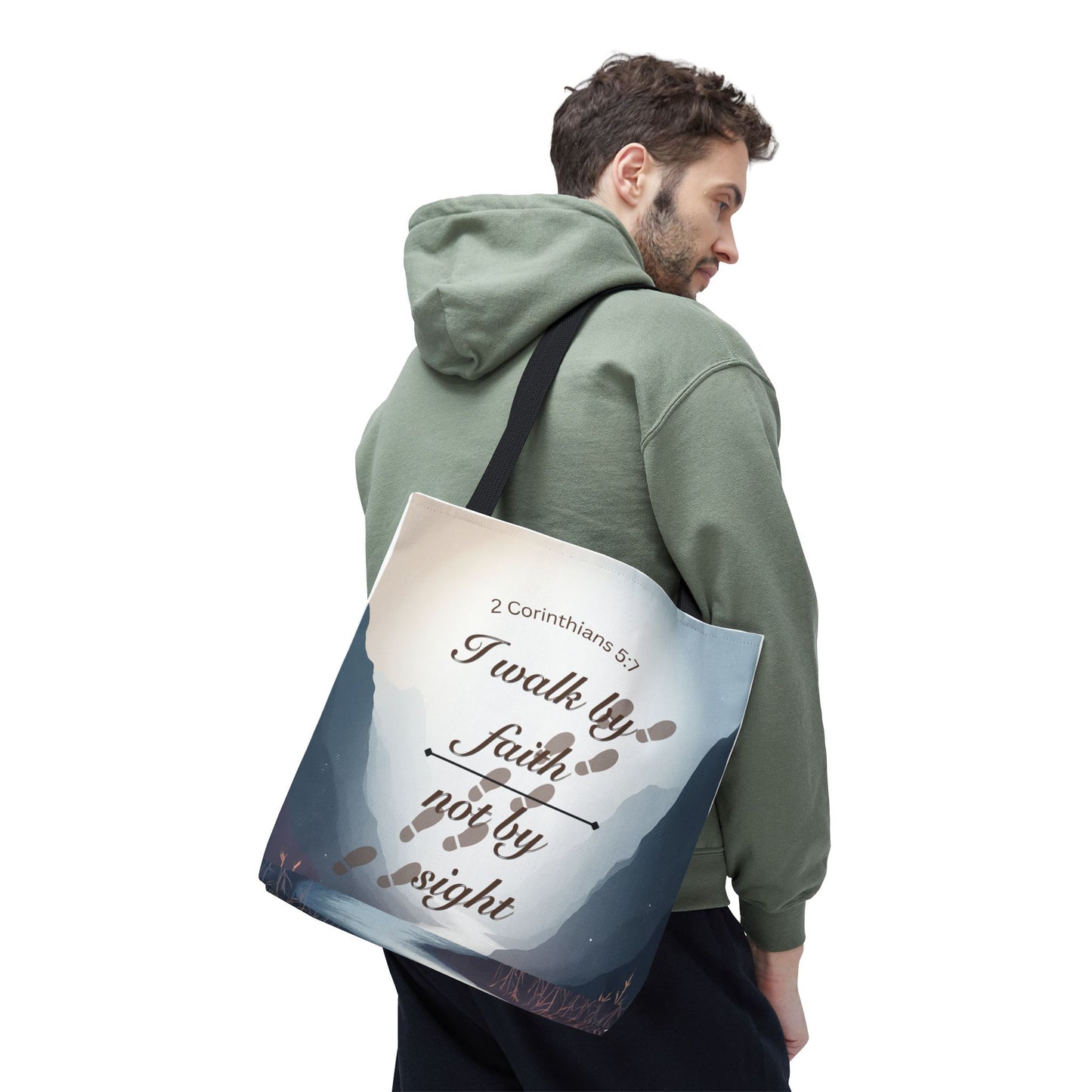 Faith Tote Bag “I Walk by Faith Not by Sight” 2 Corinthians 5:7 Inspirational Tote