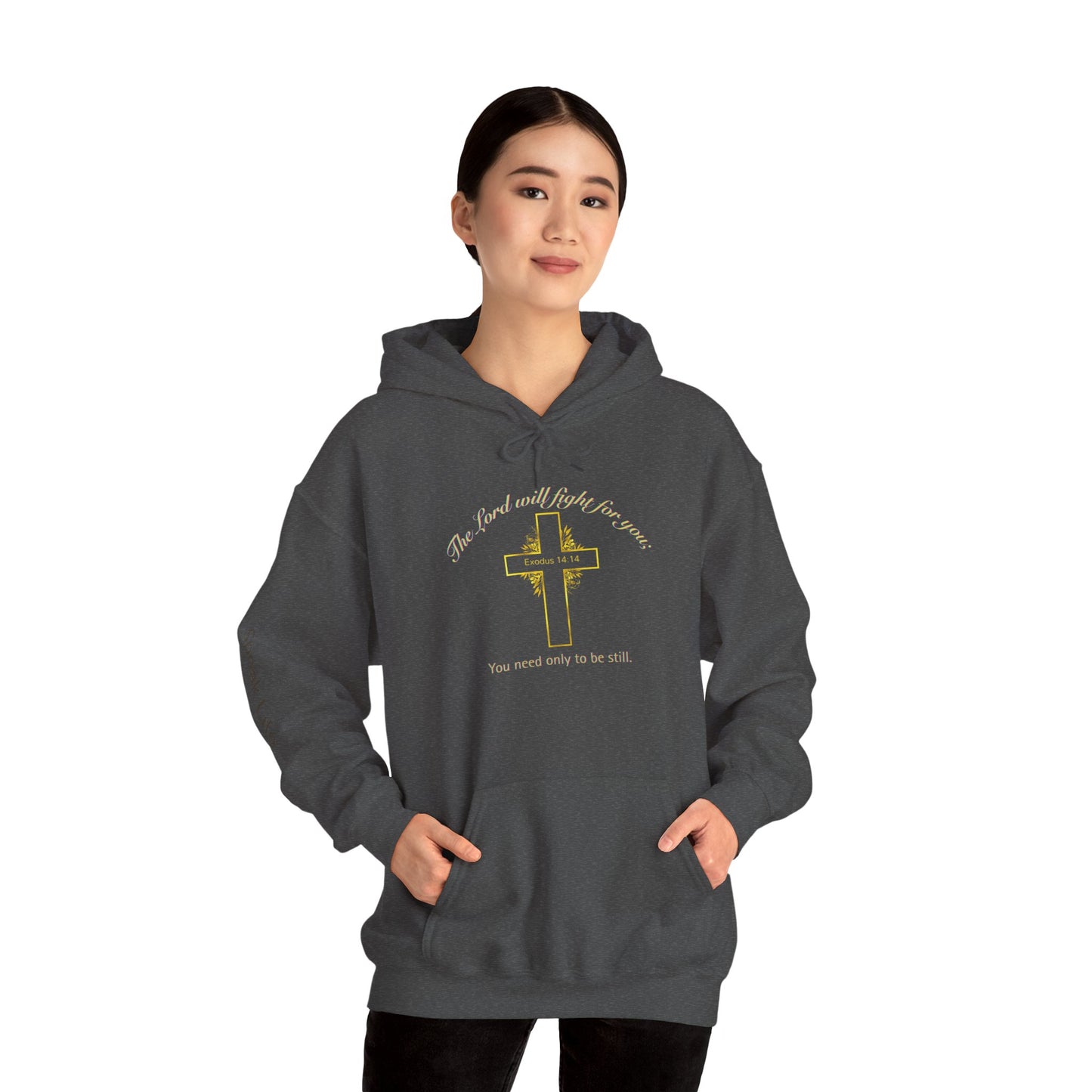 Christian Cross Hoodie  "The Lord will fight for you" Inspirational Faith Sweatshirt