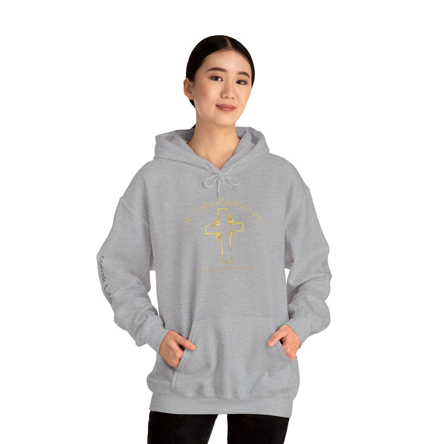 Christian Cross Hoodie  "The Lord will fight for you" Inspirational Faith Sweatshirt
