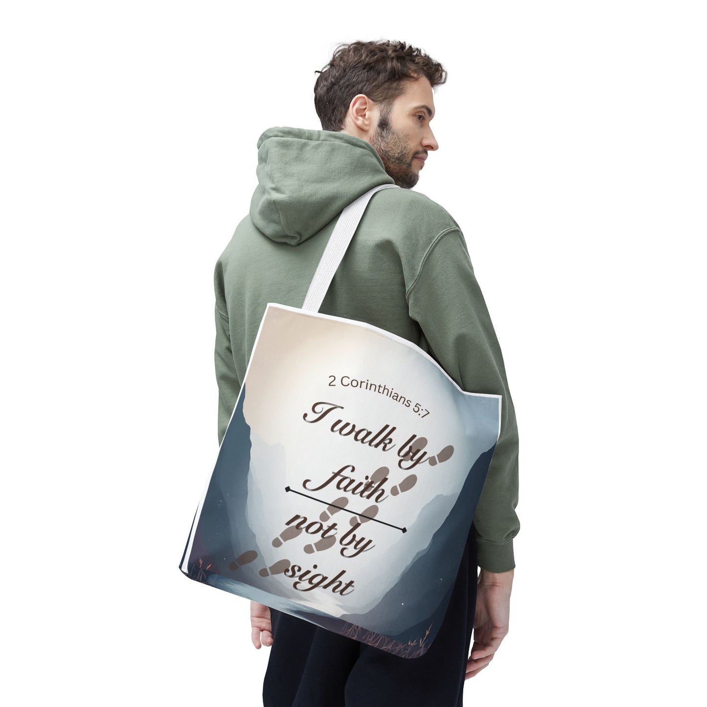 Faith Tote Bag “I Walk by Faith Not by Sight” 2 Corinthians 5:7 Inspirational Tote
