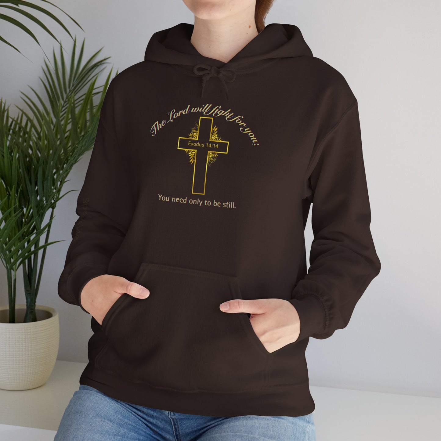 Christian Cross Hoodie  "The Lord will fight for you" Inspirational Faith Sweatshirt