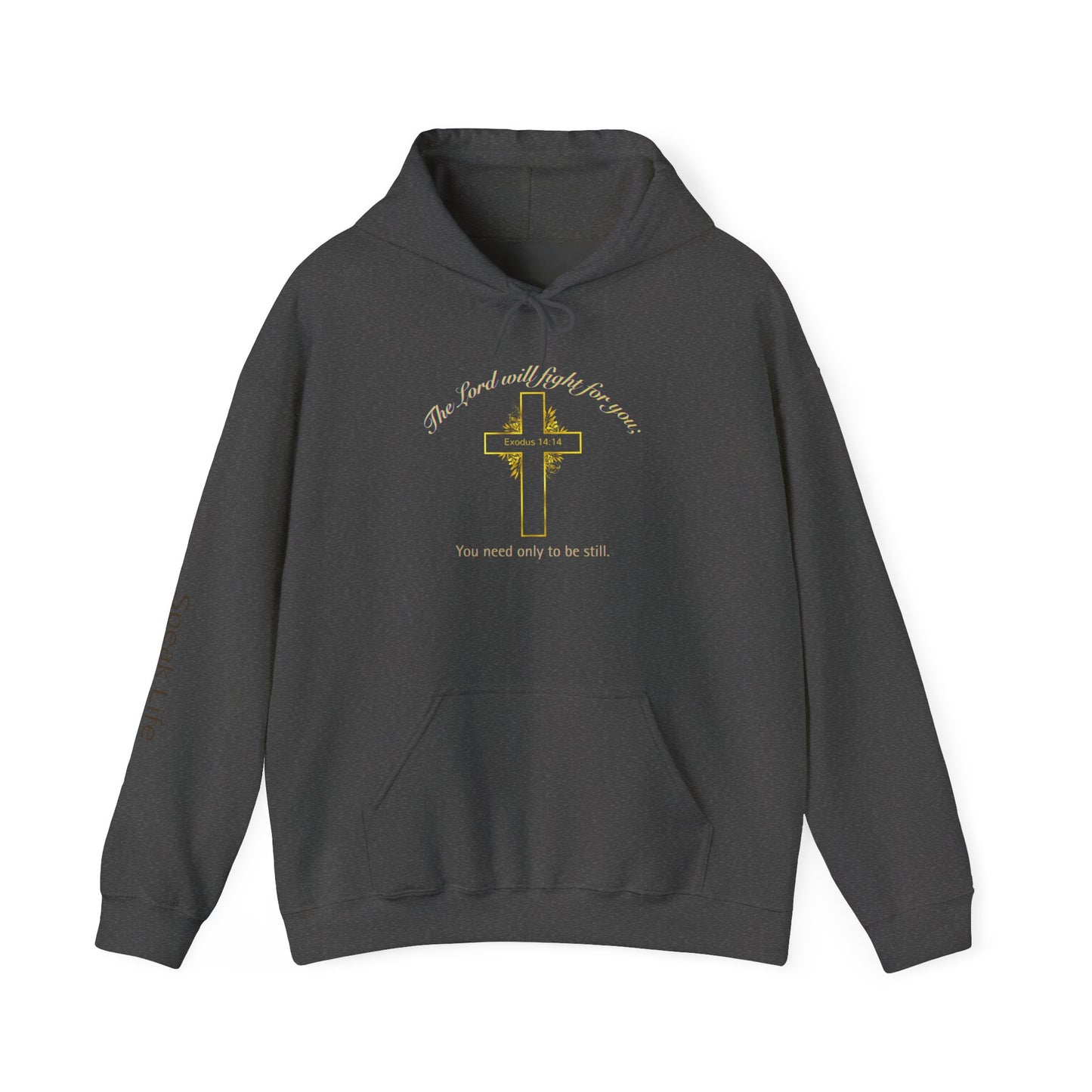Christian Cross Hoodie  "The Lord will fight for you" Inspirational Faith Sweatshirt