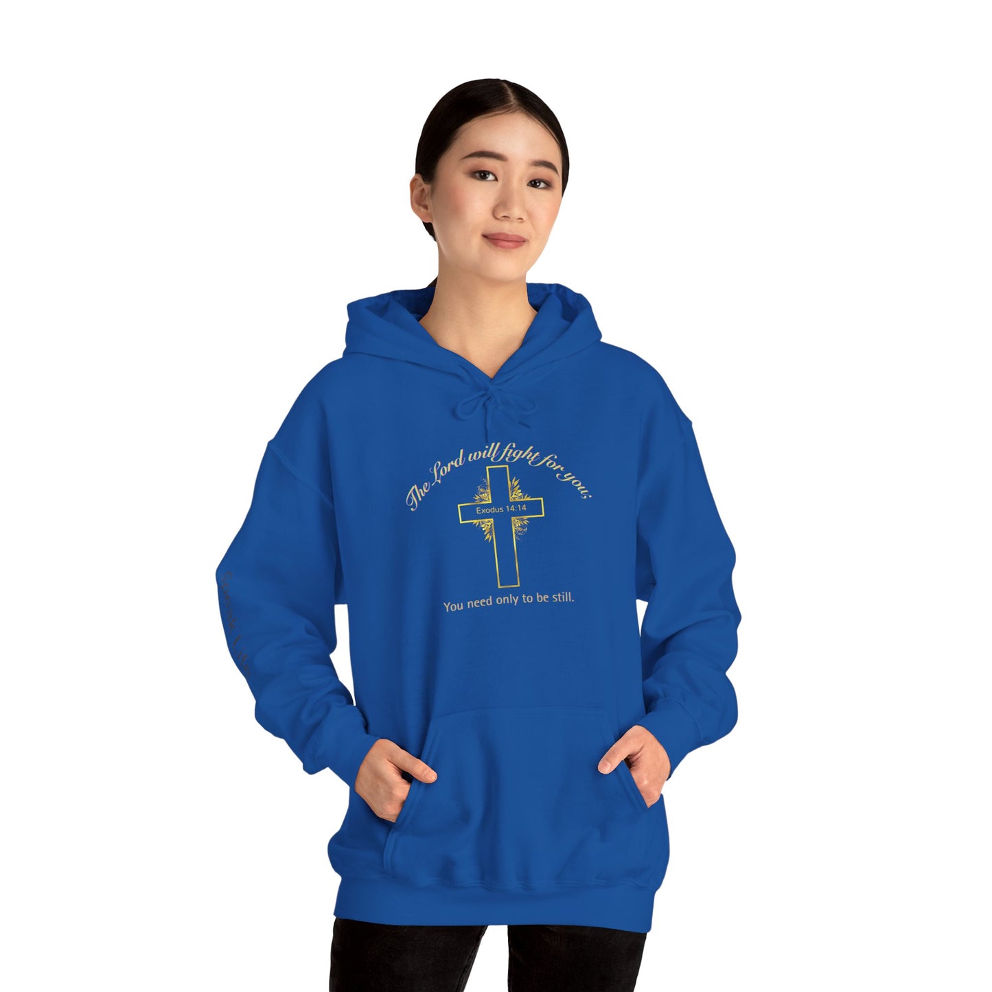 Christian Cross Hoodie  "The Lord will fight for you" Inspirational Faith Sweatshirt