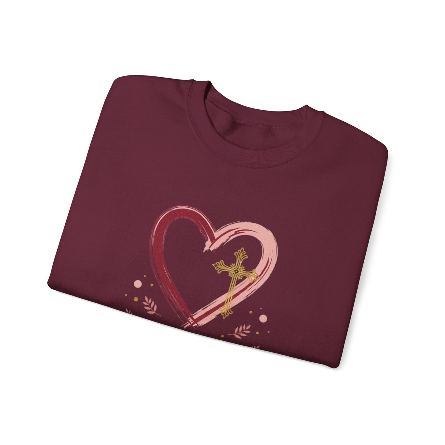 John 3:16 Loved Sweatshirt. Christian Heart Faith Crewneck