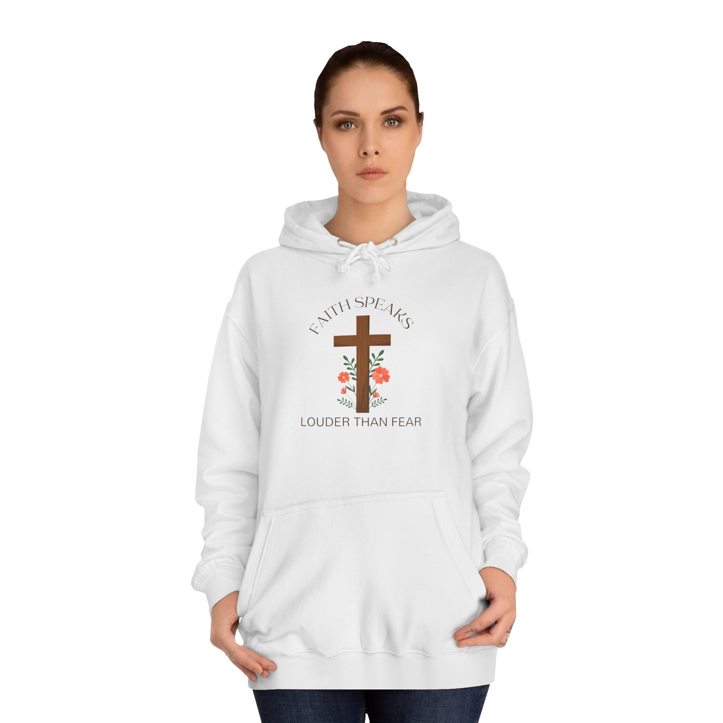 Christian Cross Hoodie - Floral Cross "Speak Life" Religious Pullover