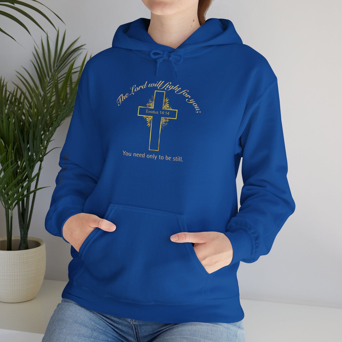 Christian Cross Hoodie  "The Lord will fight for you" Inspirational Faith Sweatshirt