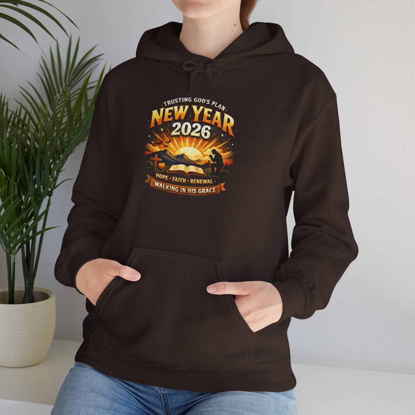 New Year 2026 Graphic Hoodie. Sunrise Celebration Pullover