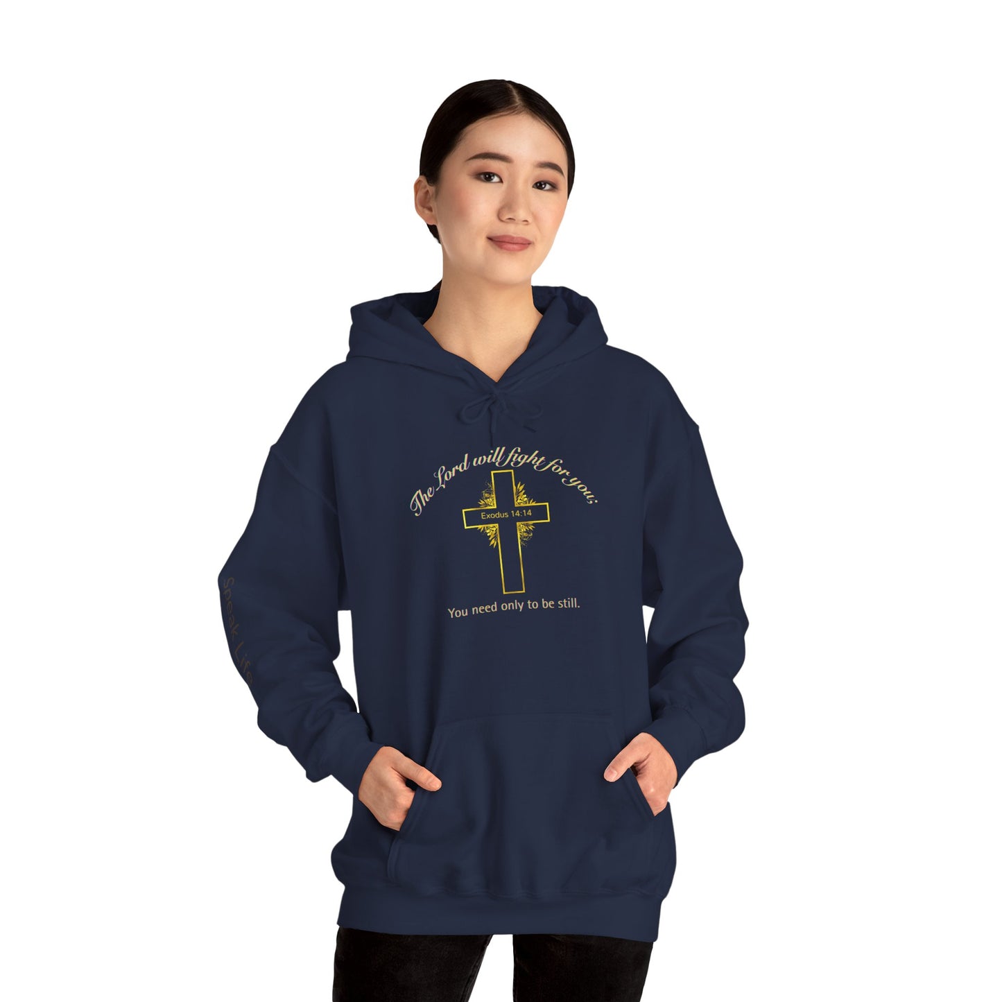 Christian Cross Hoodie  "The Lord will fight for you" Inspirational Faith Sweatshirt