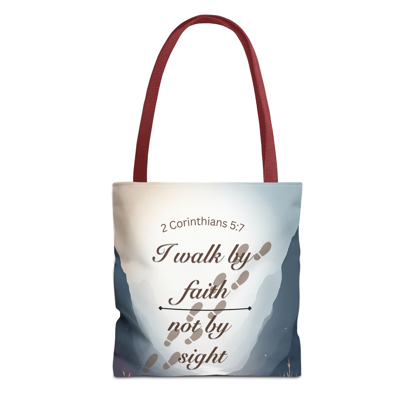 Faith Tote Bag “I Walk by Faith Not by Sight” 2 Corinthians 5:7 Inspirational Tote