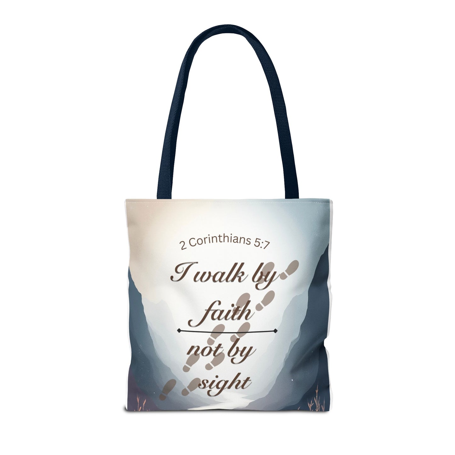 Faith Tote Bag “I Walk by Faith Not by Sight” 2 Corinthians 5:7 Inspirational Tote