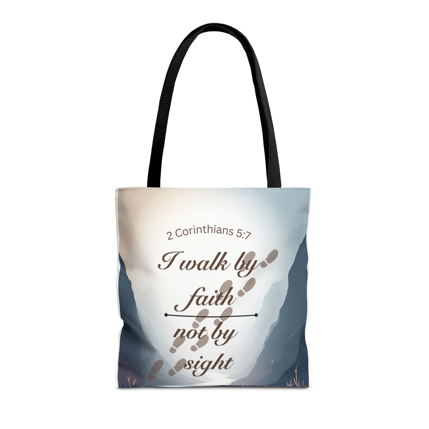 Faith Tote Bag “I Walk by Faith Not by Sight” 2 Corinthians 5:7 Inspirational Tote