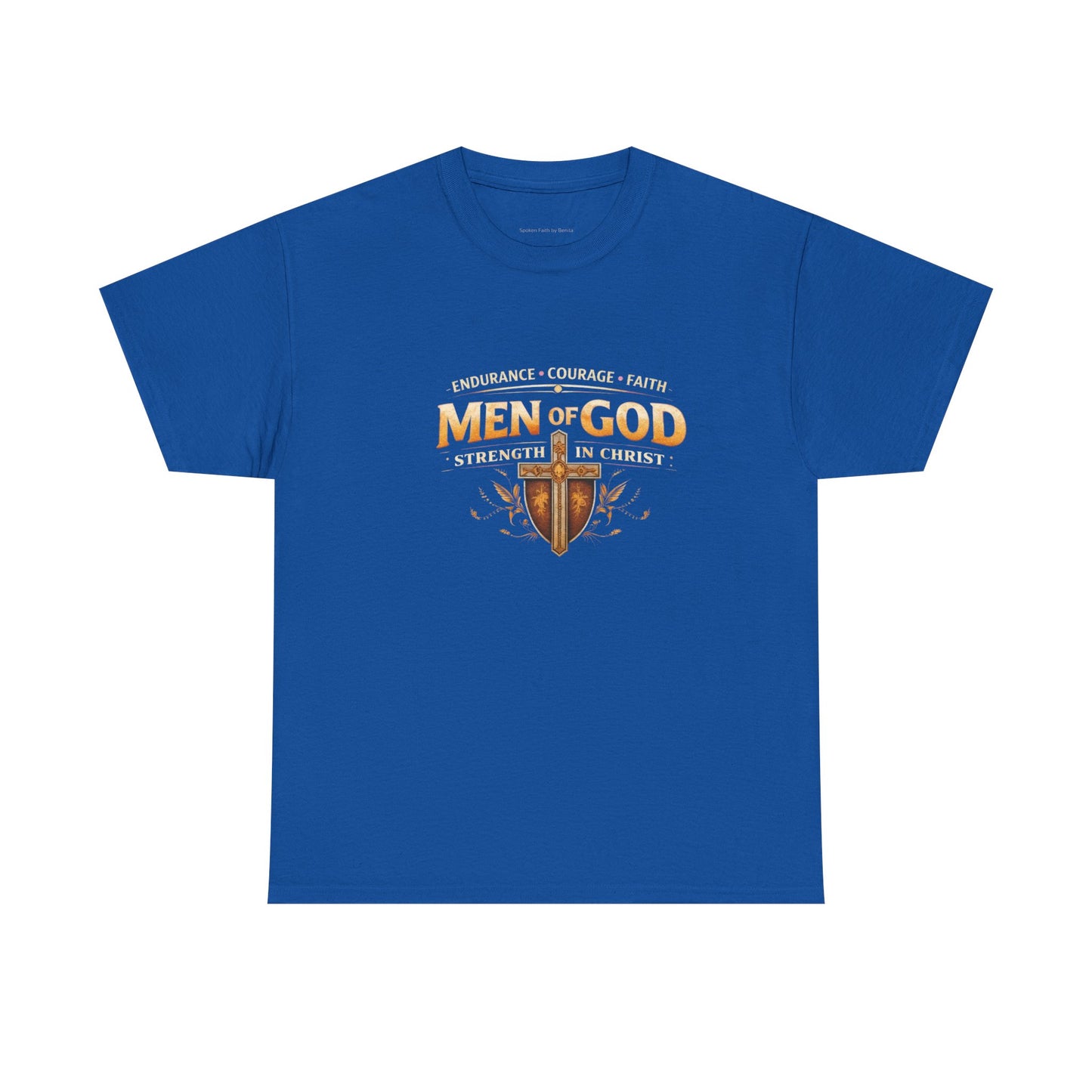 Men of God T-Shirt: Christian Faith Tee with 'Endurance • Courage • Faith' Shield Design