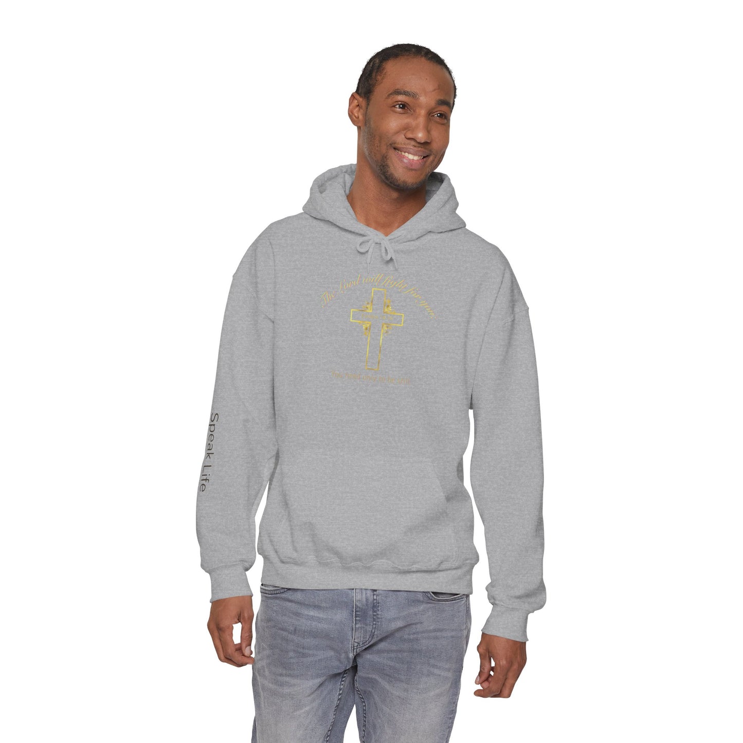 Christian Cross Hoodie  "The Lord will fight for you" Inspirational Faith Sweatshirt