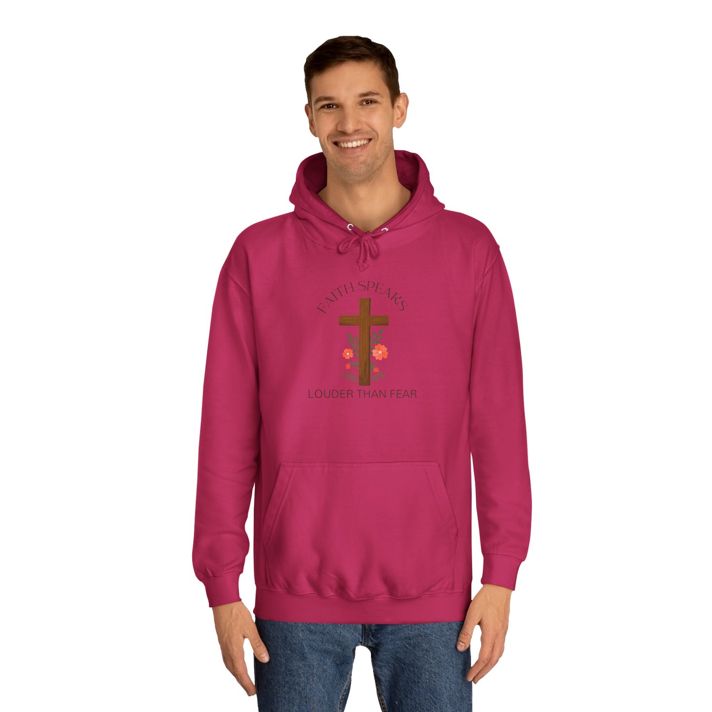 Christian Cross Hoodie - Floral Cross "Speak Life" Religious Pullover