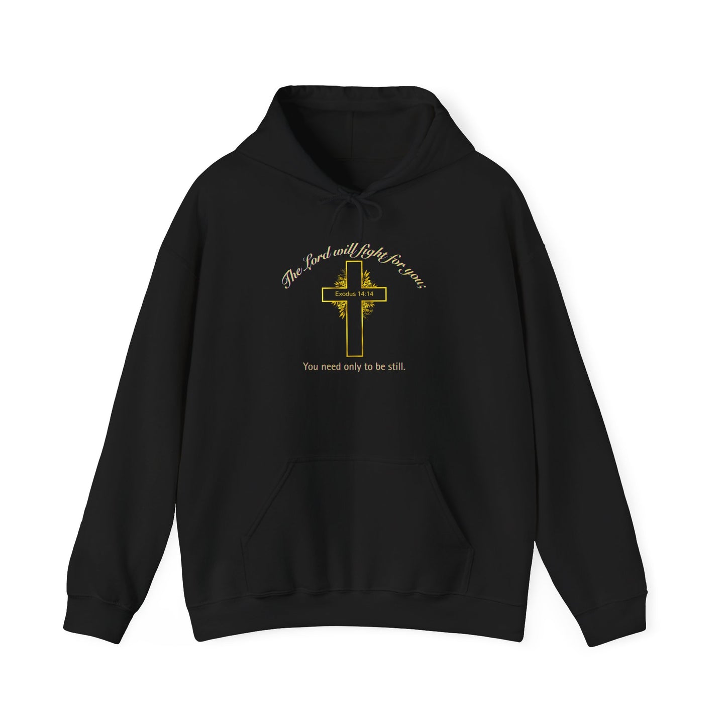 Christian Cross Hoodie  "The Lord will fight for you" Inspirational Faith Sweatshirt