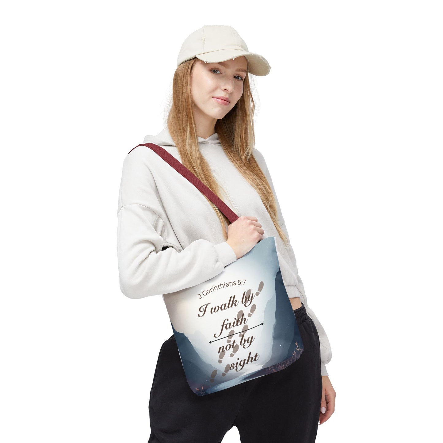 Faith Tote Bag “I Walk by Faith Not by Sight” 2 Corinthians 5:7 Inspirational Tote
