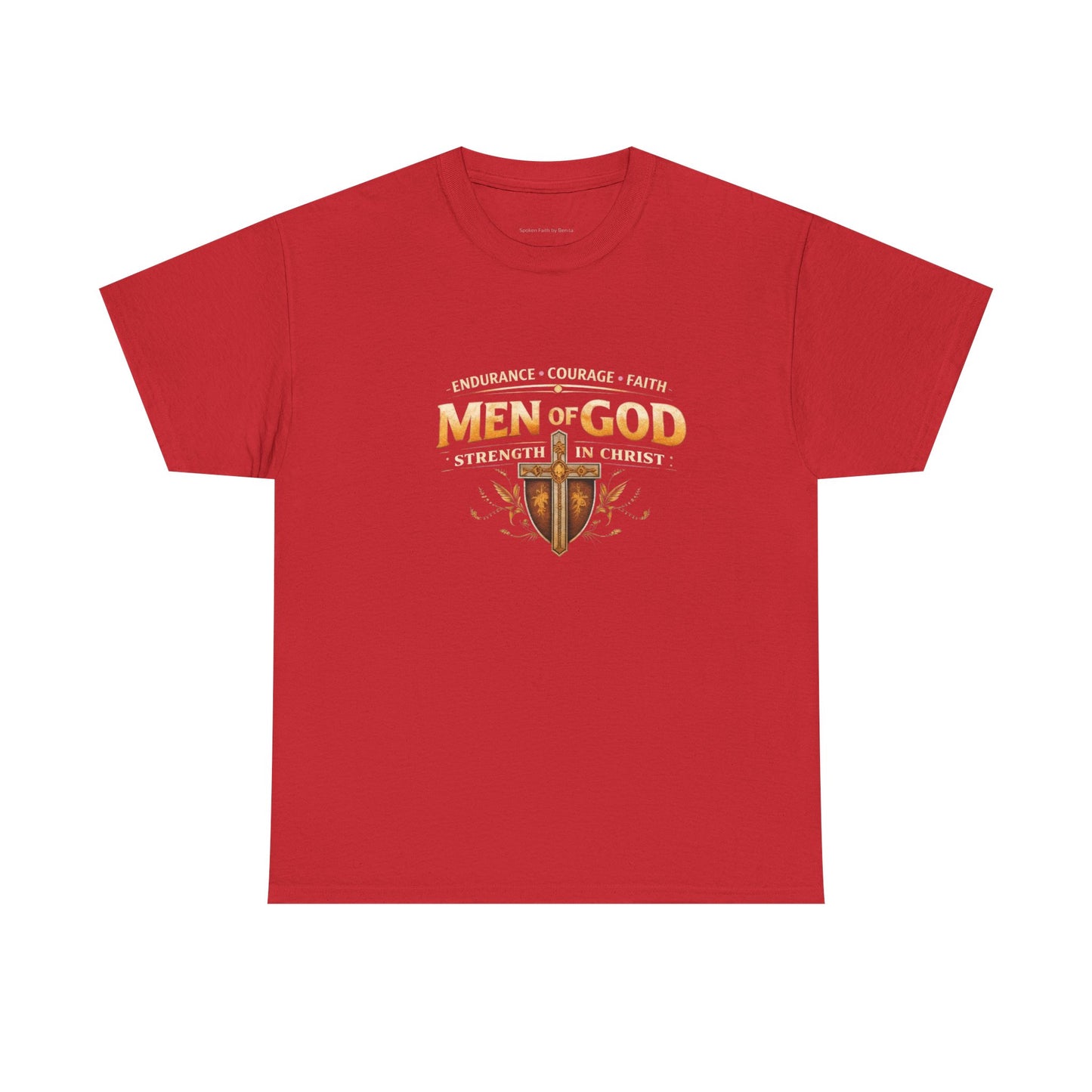 Men of God T-Shirt: Christian Faith Tee with 'Endurance • Courage • Faith' Shield Design