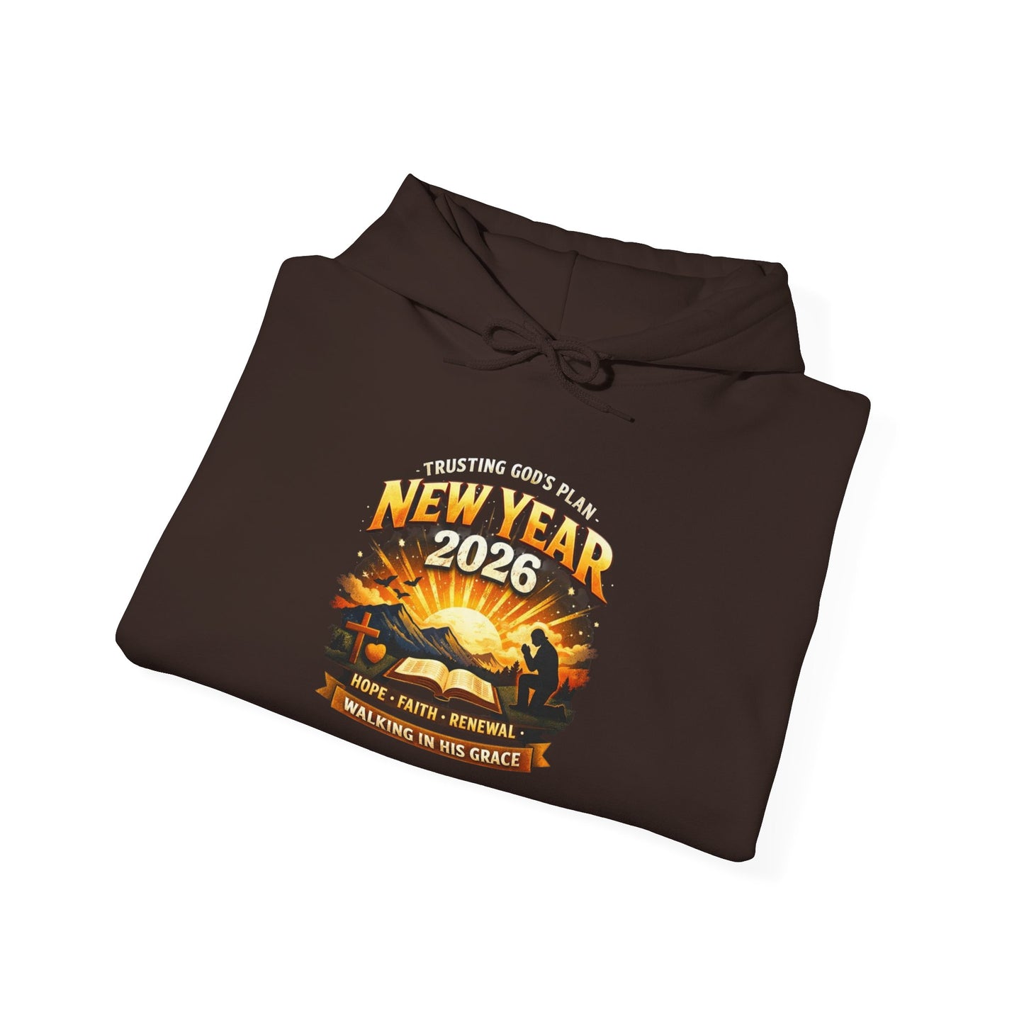 New Year 2026 Graphic Hoodie. Sunrise Celebration Pullover