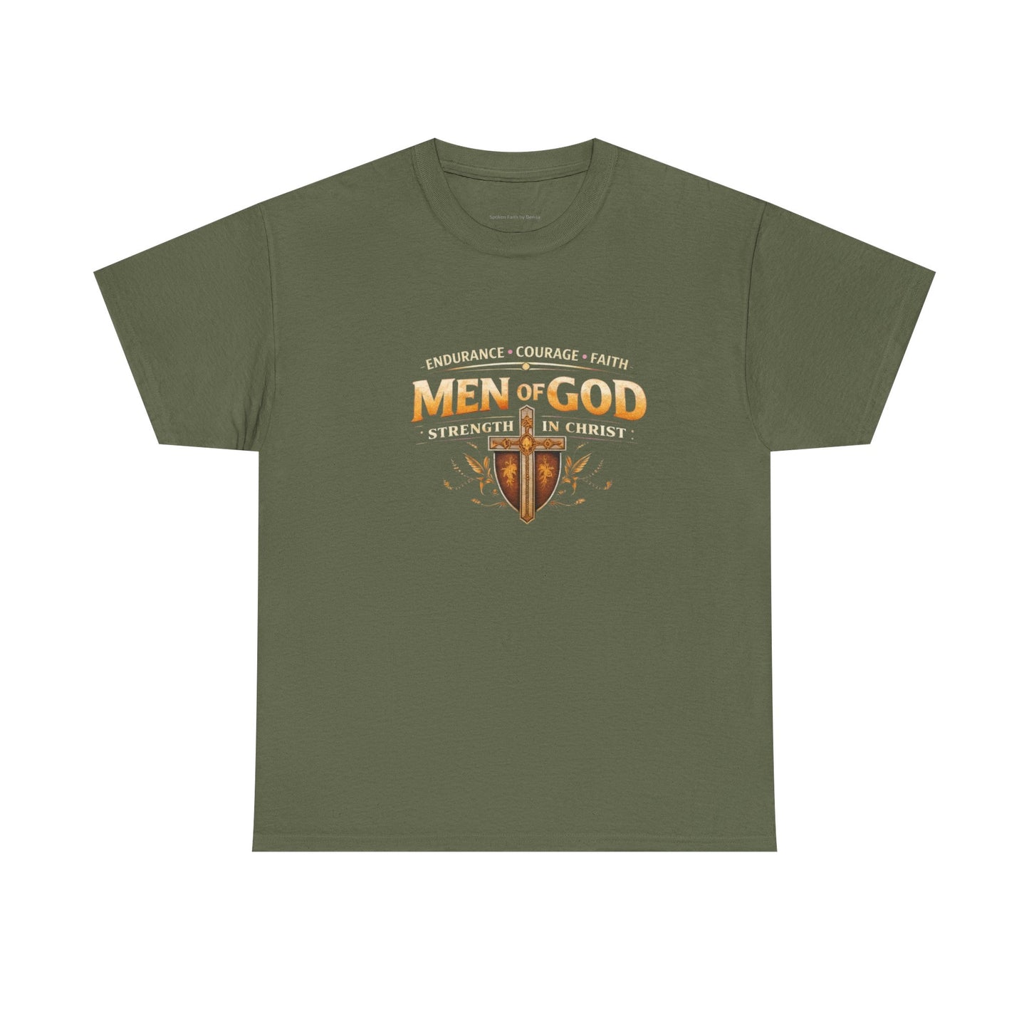 Men of God T-Shirt: Christian Faith Tee with 'Endurance • Courage • Faith' Shield Design