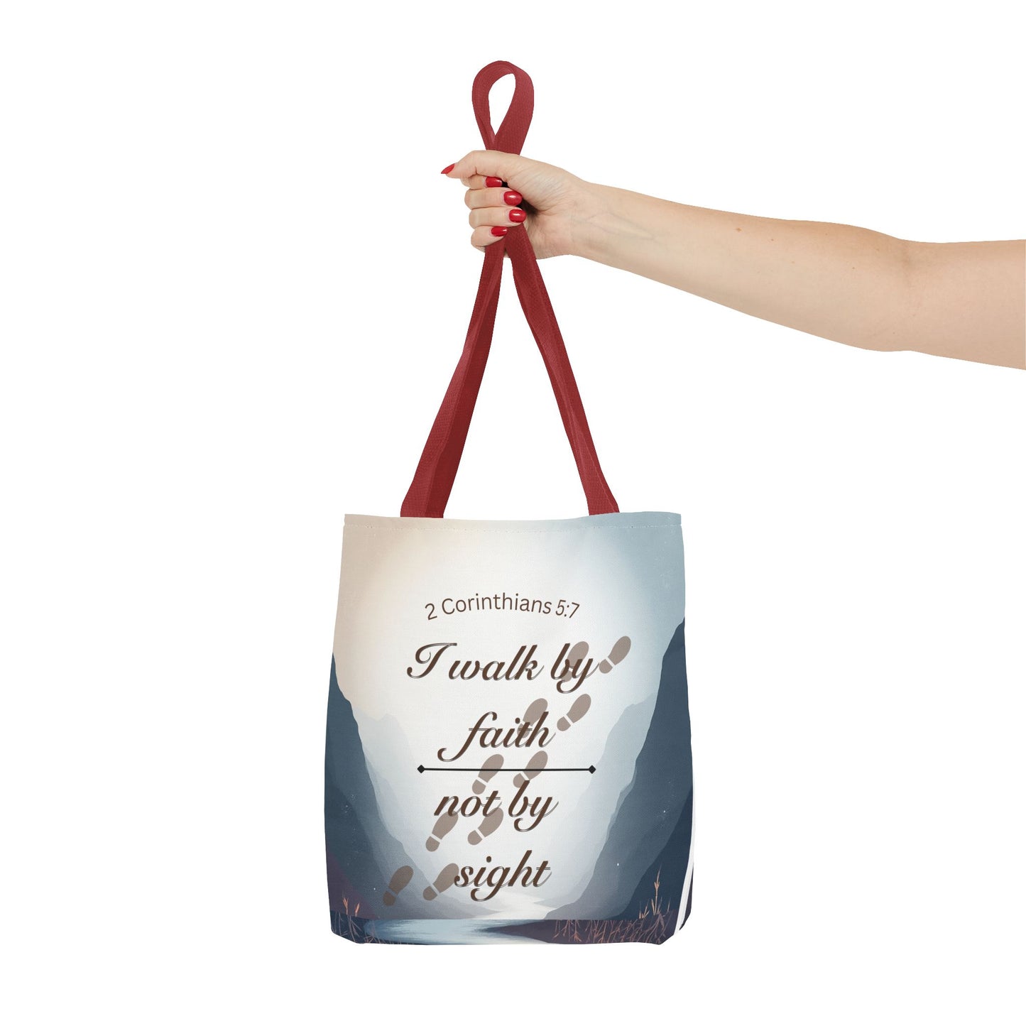 Faith Tote Bag “I Walk by Faith Not by Sight” 2 Corinthians 5:7 Inspirational Tote