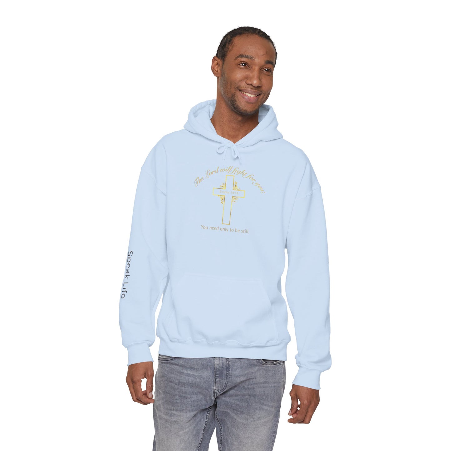 Christian Cross Hoodie  "The Lord will fight for you" Inspirational Faith Sweatshirt