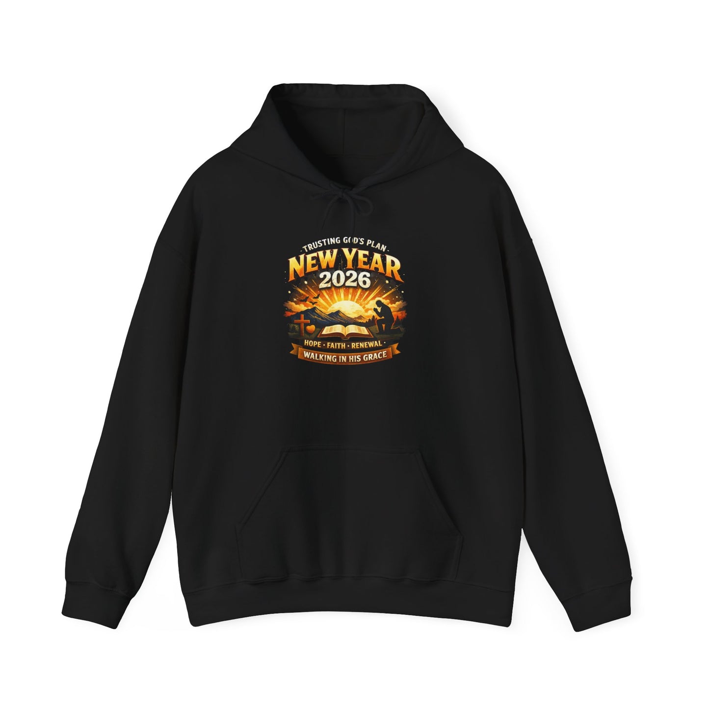 New Year 2026 Graphic Hoodie. Sunrise Celebration Pullover