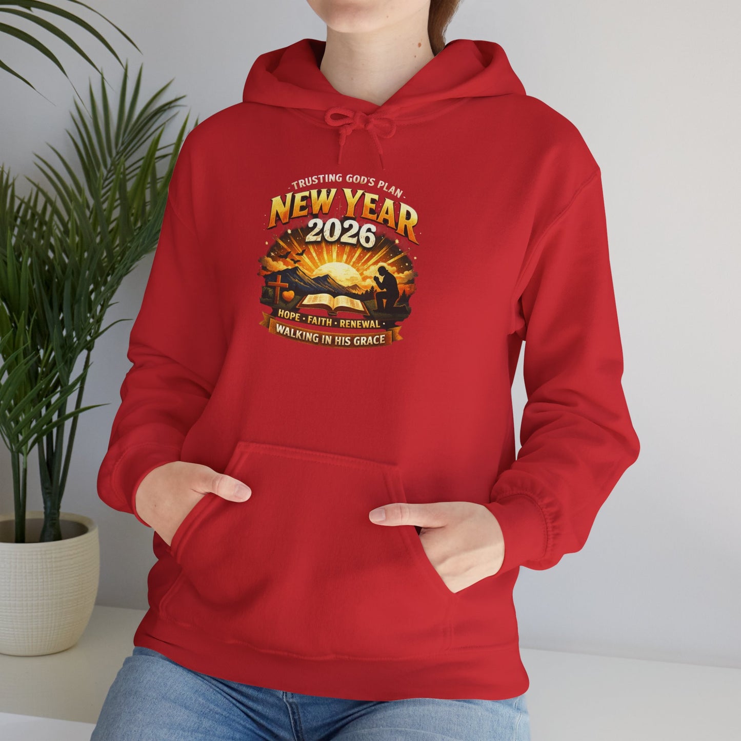 New Year 2026 Graphic Hoodie. Sunrise Celebration Pullover