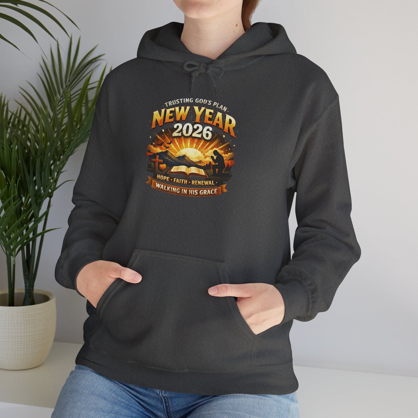 New Year 2026 Graphic Hoodie. Sunrise Celebration Pullover