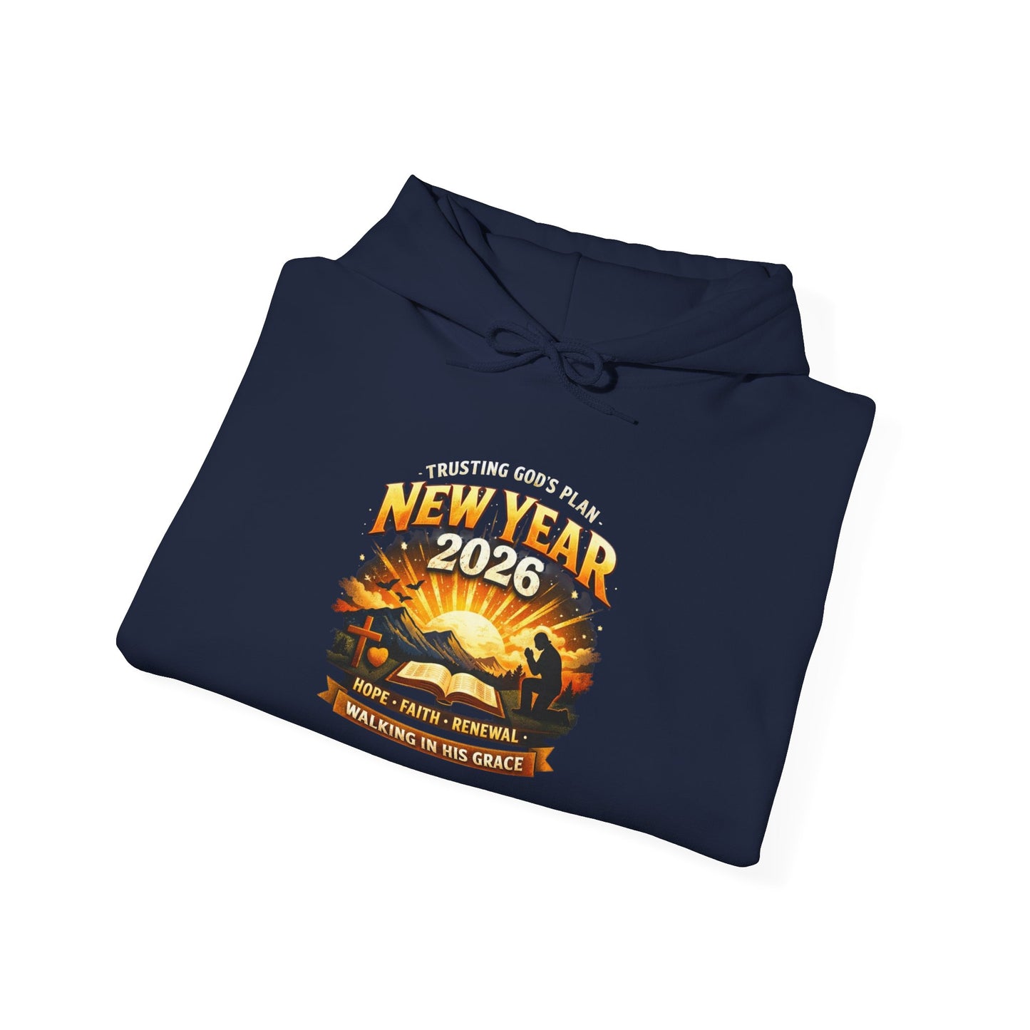 New Year 2026 Graphic Hoodie. Sunrise Celebration Pullover