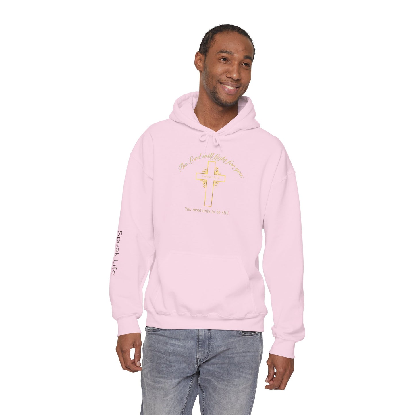 Christian Cross Hoodie  "The Lord will fight for you" Inspirational Faith Sweatshirt