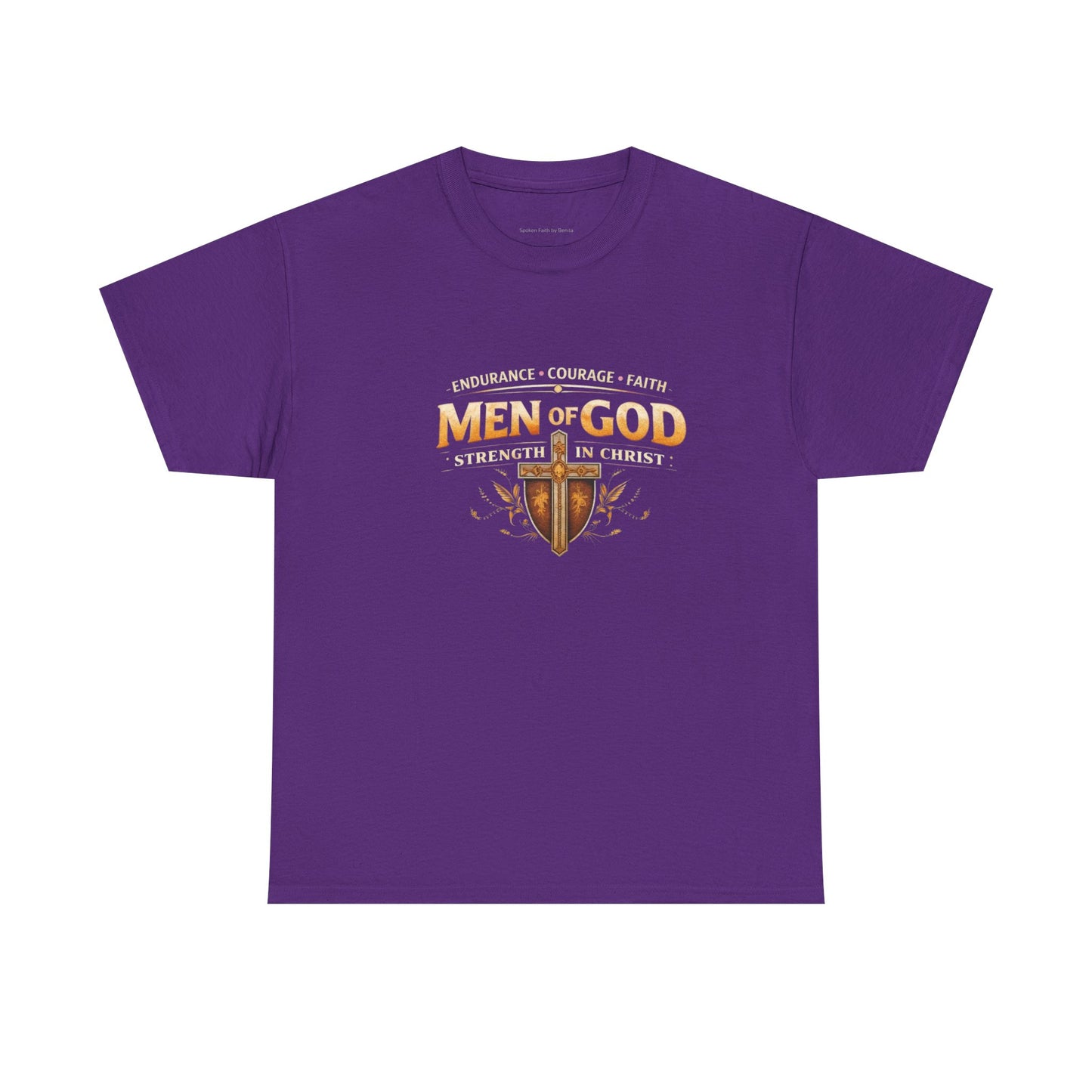 Men of God T-Shirt: Christian Faith Tee with 'Endurance • Courage • Faith' Shield Design