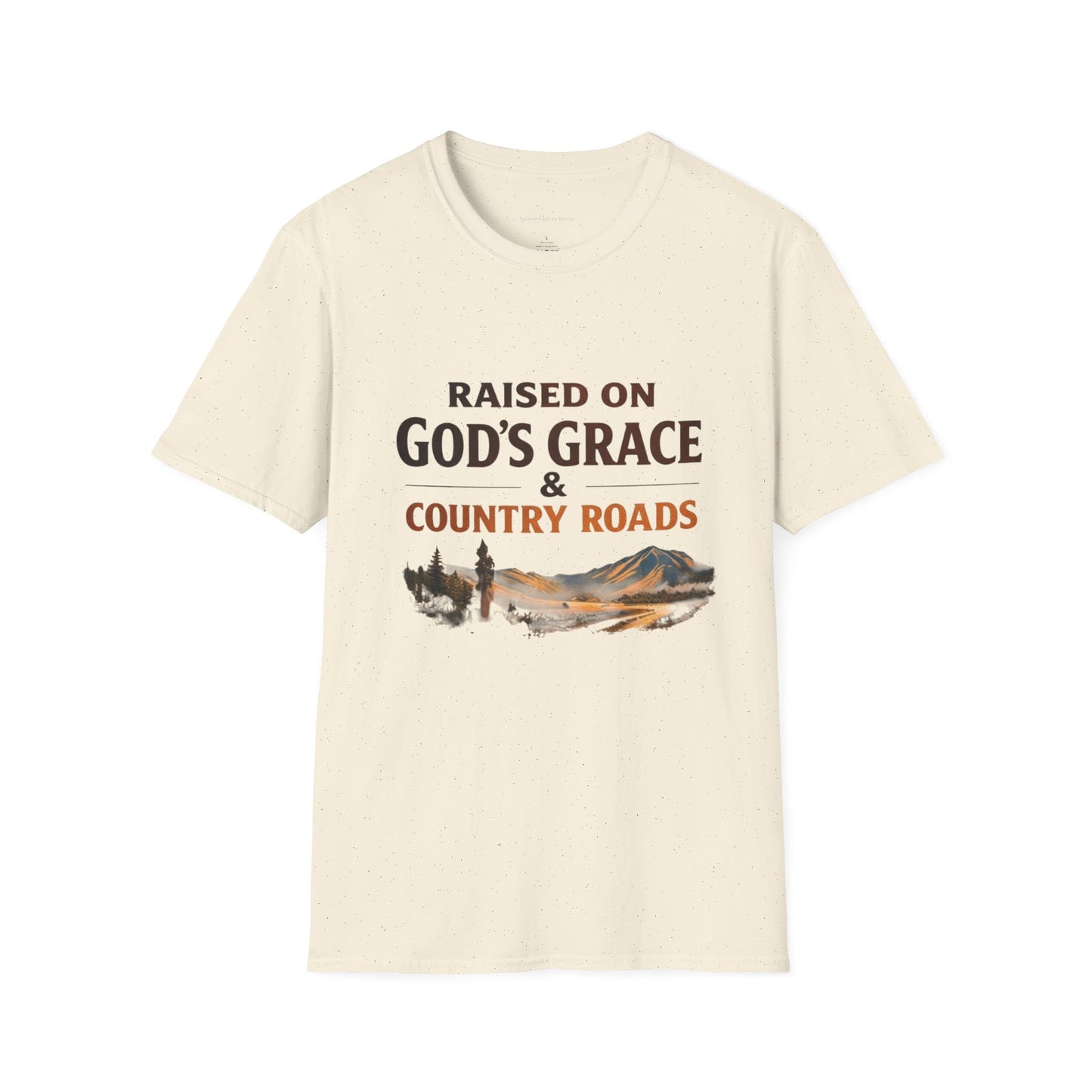 Raised on God's Grace & Country Roads T‑Shirt. Faithful Country Graphic Tee