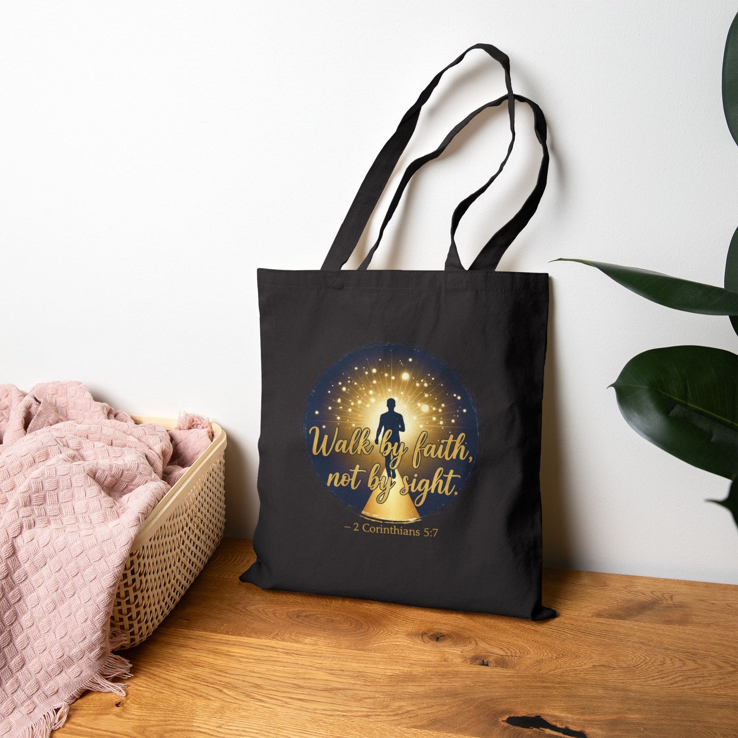 Canvas Tote Bag "Walk by Faith, Not by Sight" Inspirational Christian Shopper