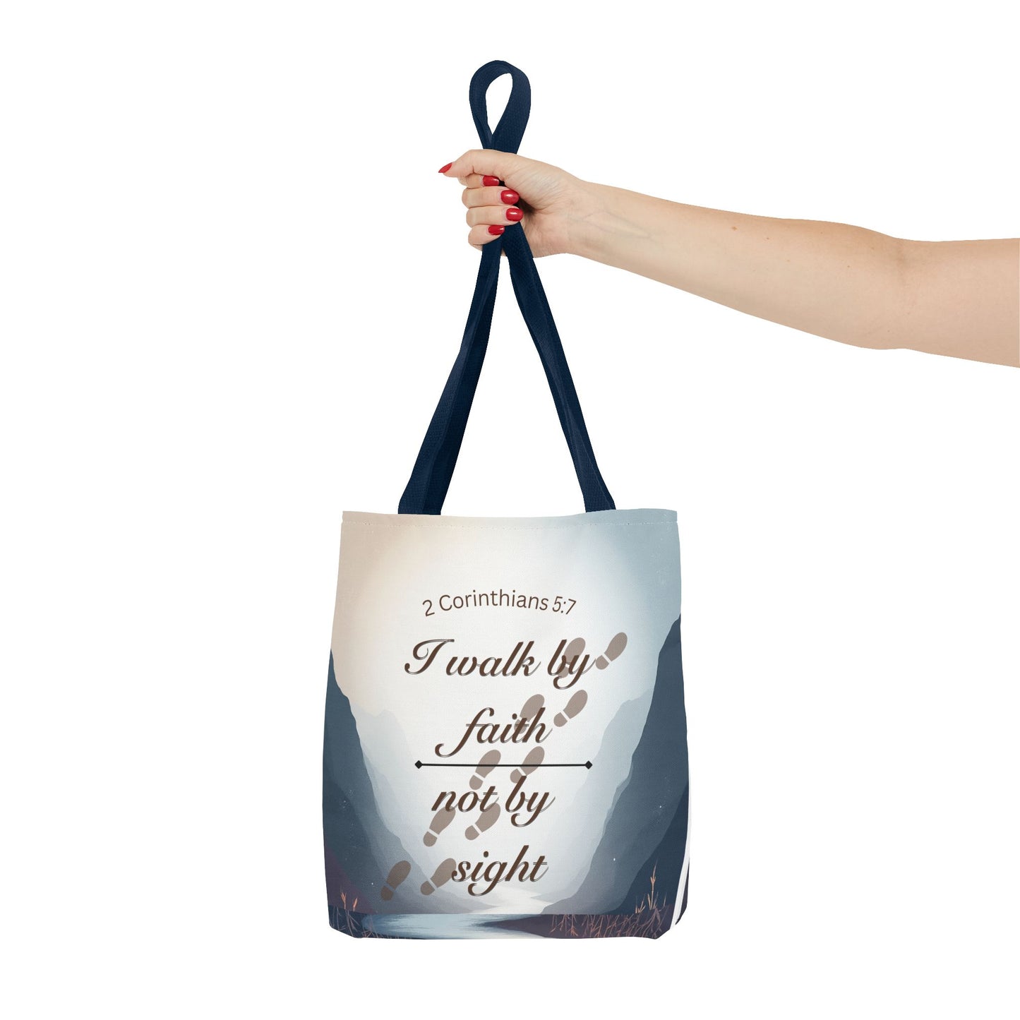 Faith Tote Bag “I Walk by Faith Not by Sight” 2 Corinthians 5:7 Inspirational Tote