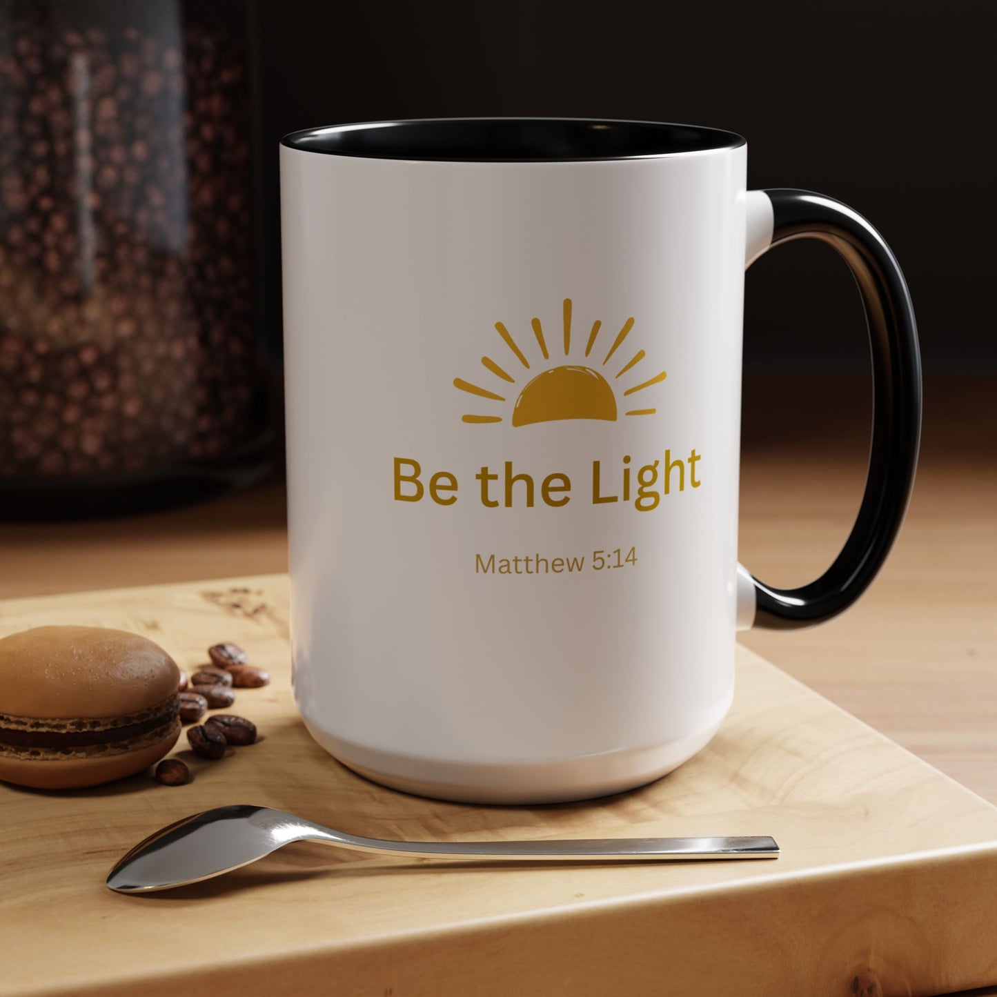 Be the Light Coffee Mug; Inspirational Christian Gift (Matthew 5:14)