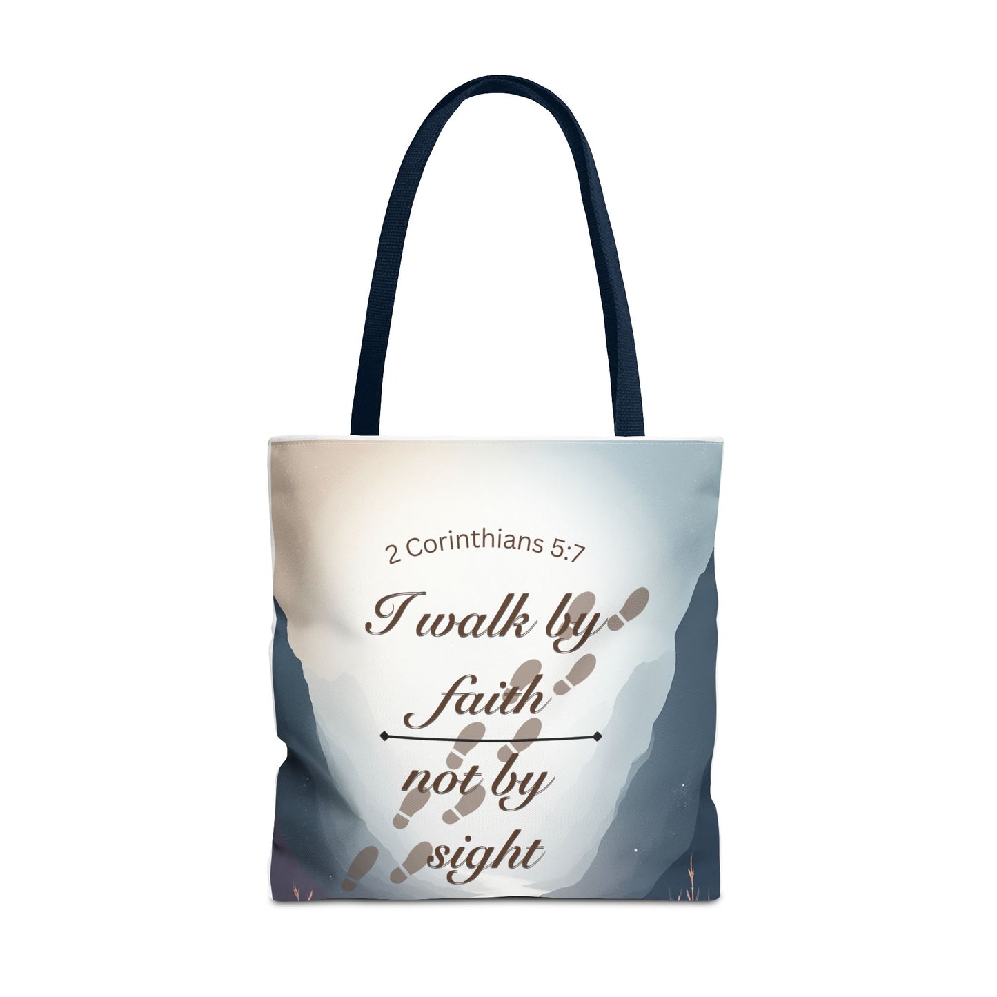 Faith Tote Bag “I Walk by Faith Not by Sight” 2 Corinthians 5:7 Inspirational Tote