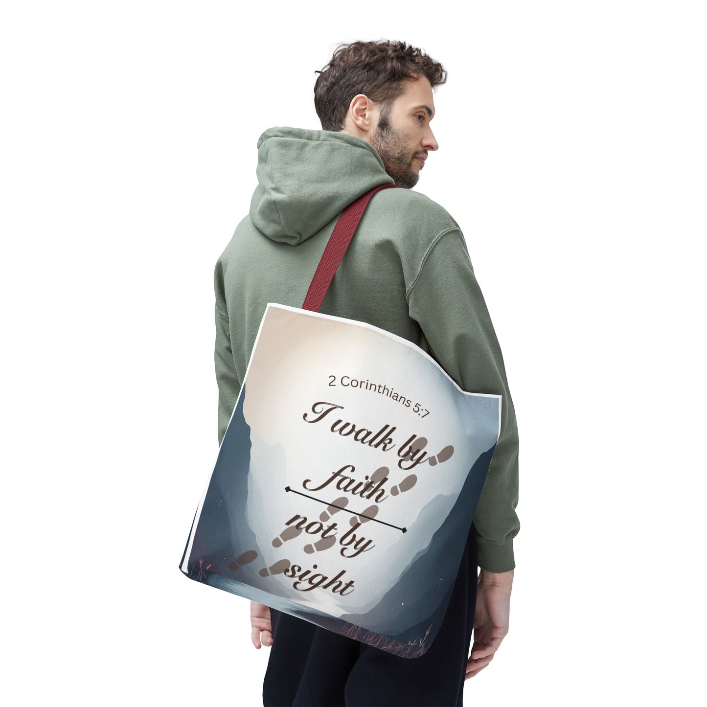 Faith Tote Bag “I Walk by Faith Not by Sight” 2 Corinthians 5:7 Inspirational Tote