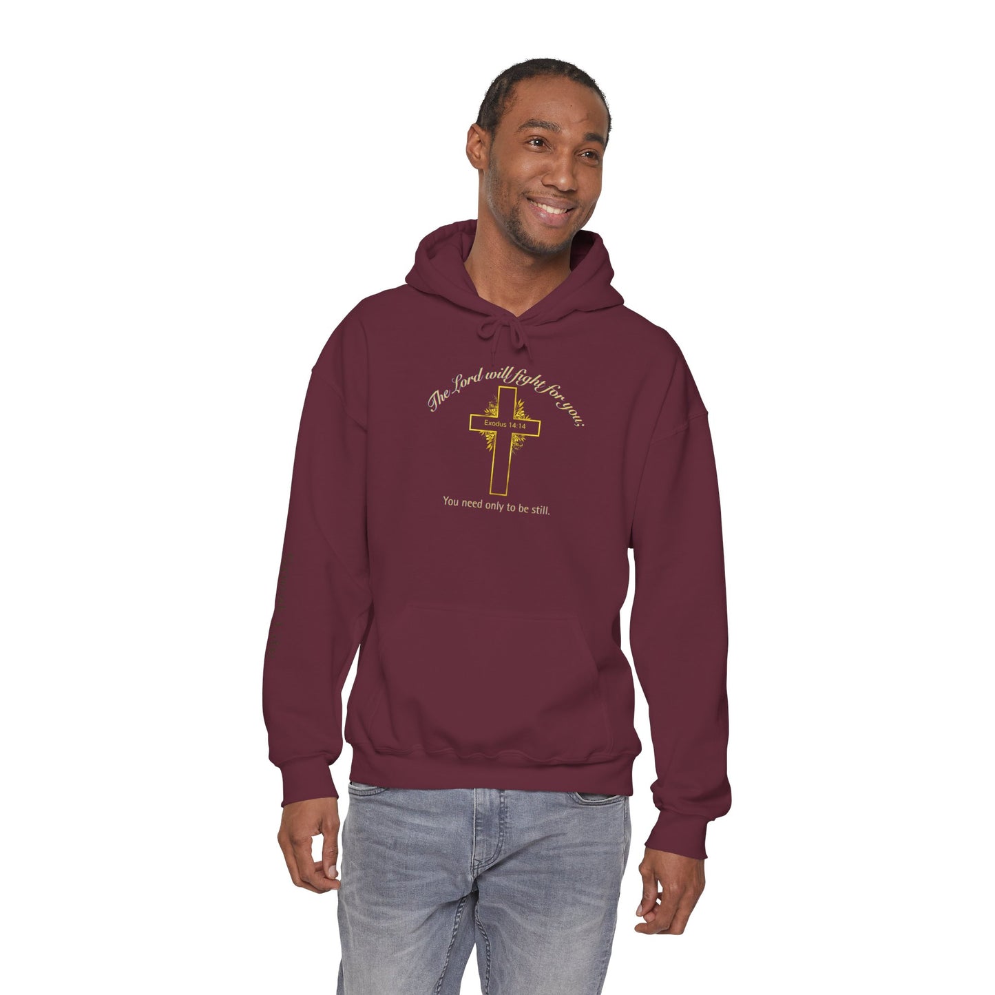 Christian Cross Hoodie  "The Lord will fight for you" Inspirational Faith Sweatshirt