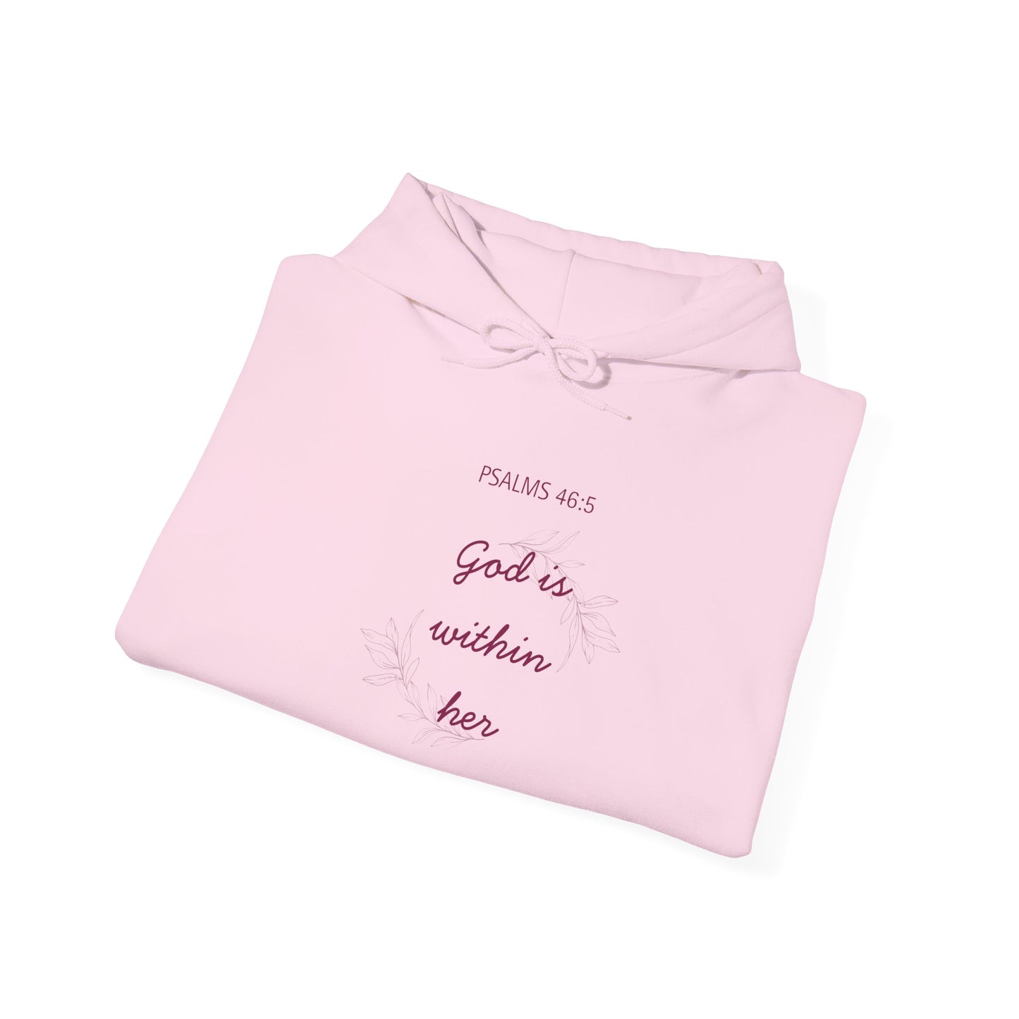 Psalm 46:5 'God Is Within Her' Hoodie; Faith-Inspired White Pullover with 'Speak Life' Sleeve