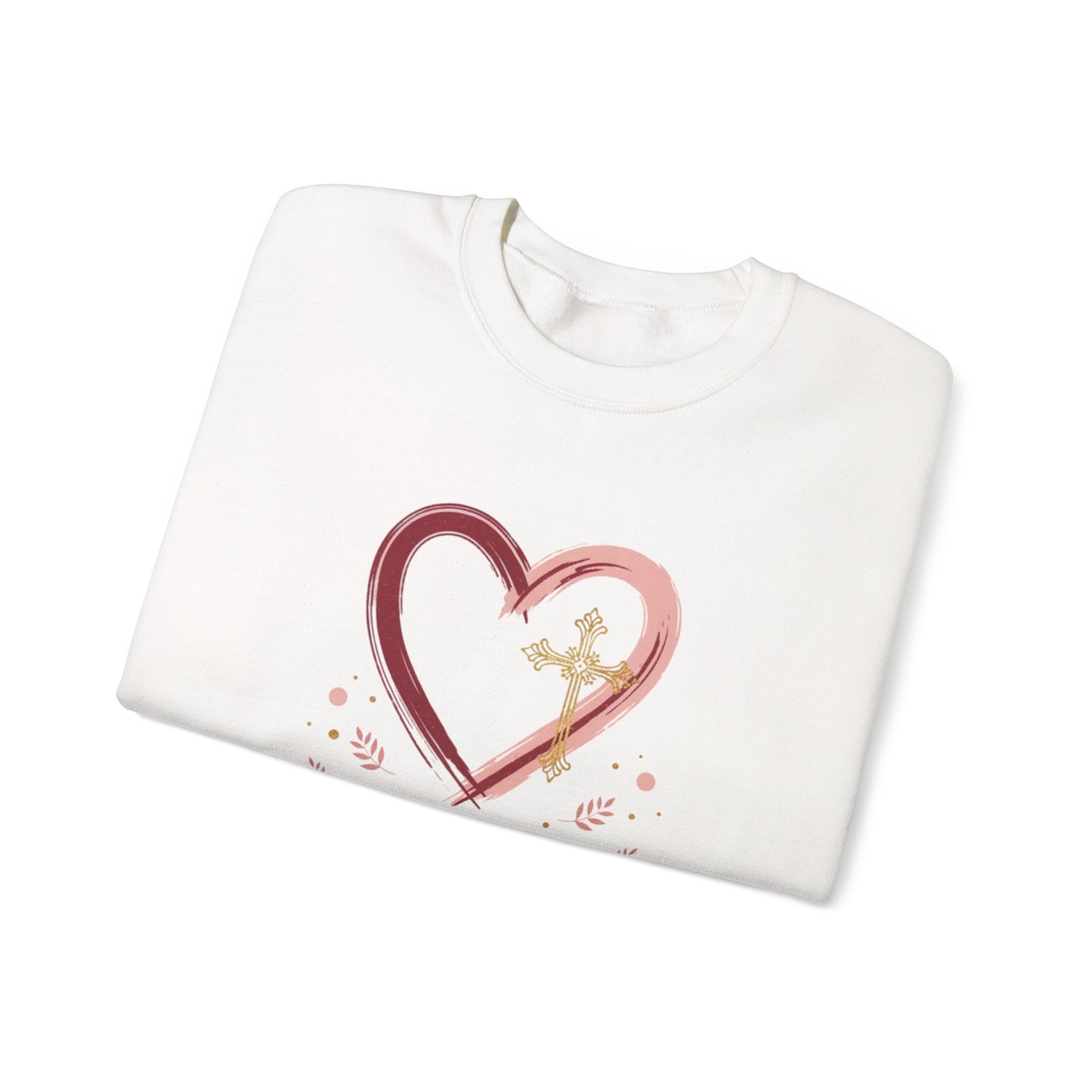 John 3:16 Loved Sweatshirt. Christian Heart Faith Crewneck