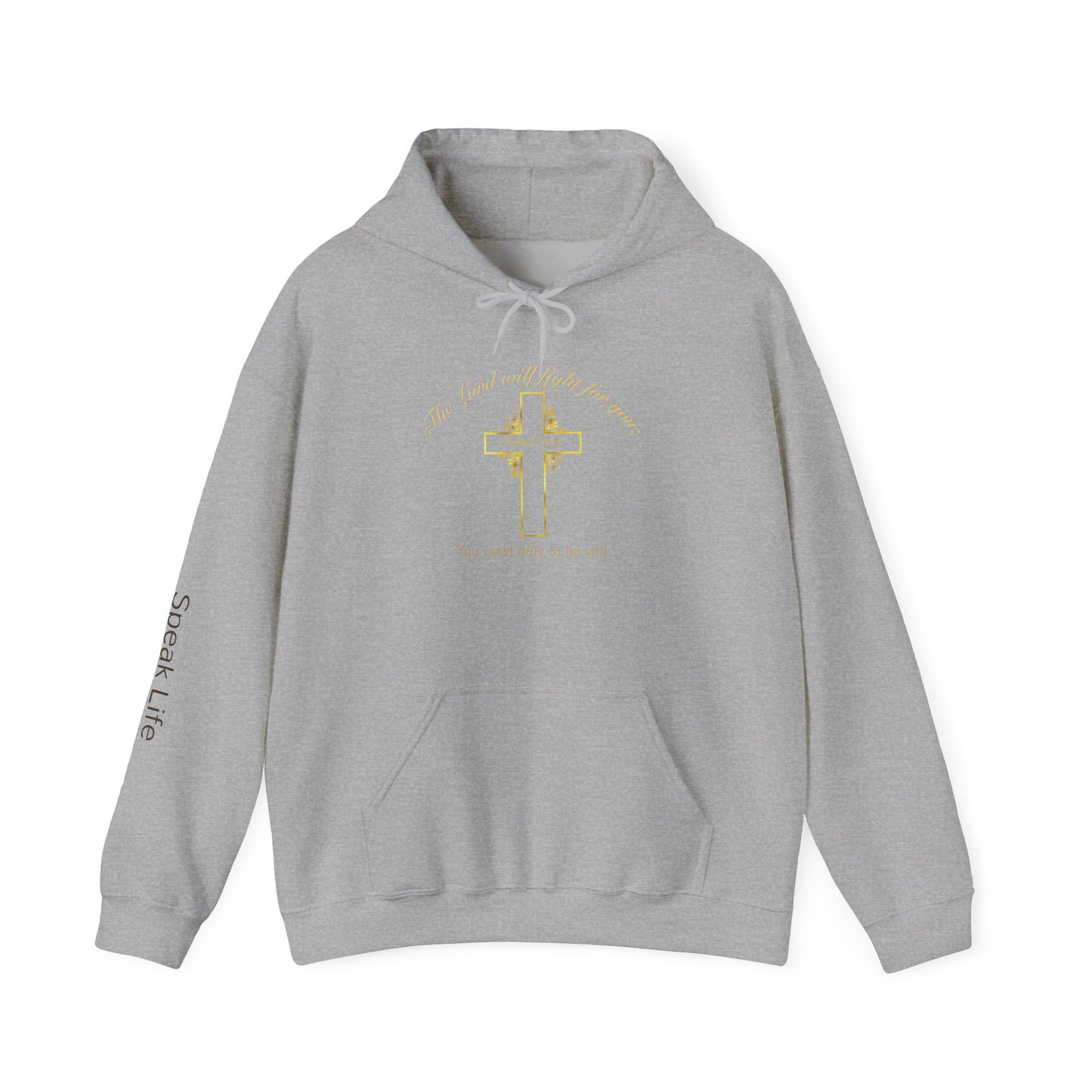 Christian Cross Hoodie  "The Lord will fight for you" Inspirational Faith Sweatshirt