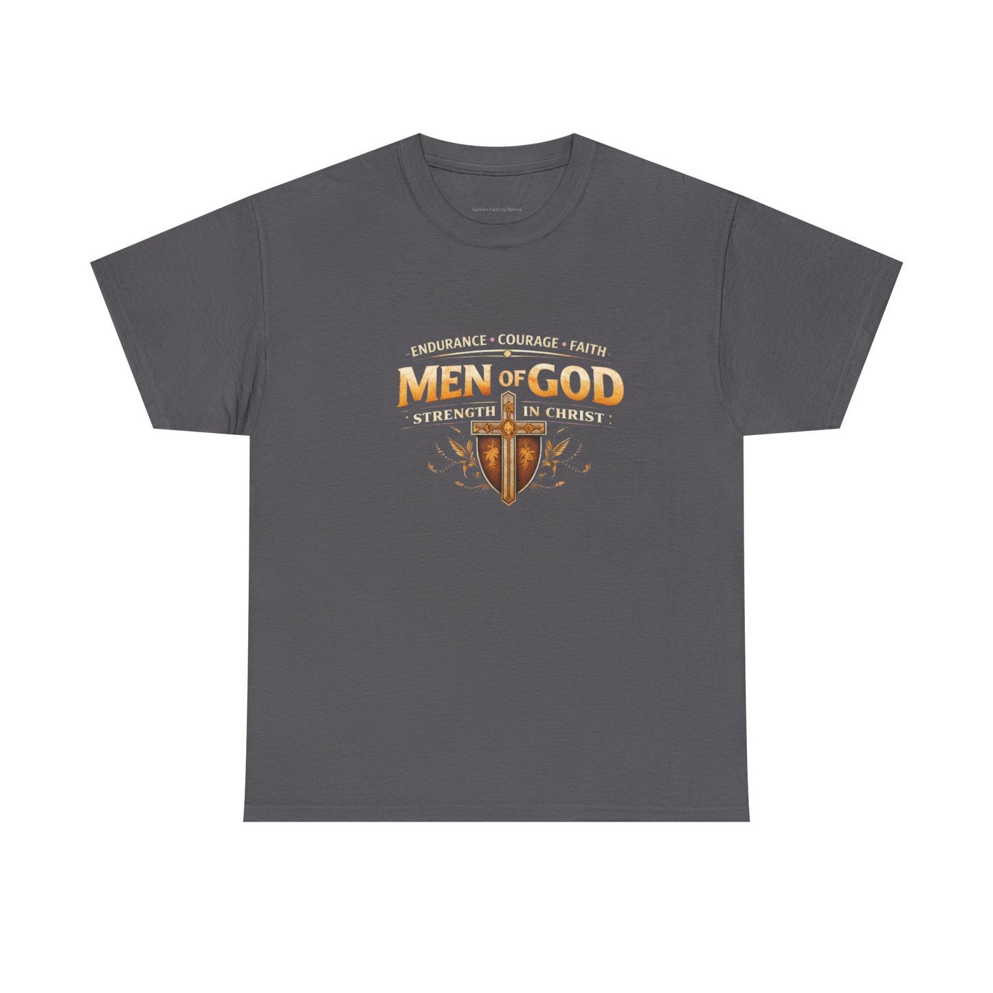 Men of God T-Shirt: Christian Faith Tee with 'Endurance • Courage • Faith' Shield Design