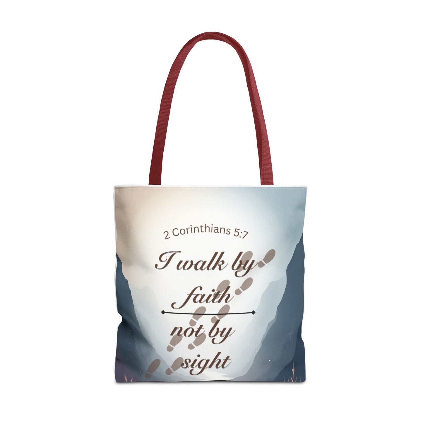 Faith Tote Bag “I Walk by Faith Not by Sight” 2 Corinthians 5:7 Inspirational Tote