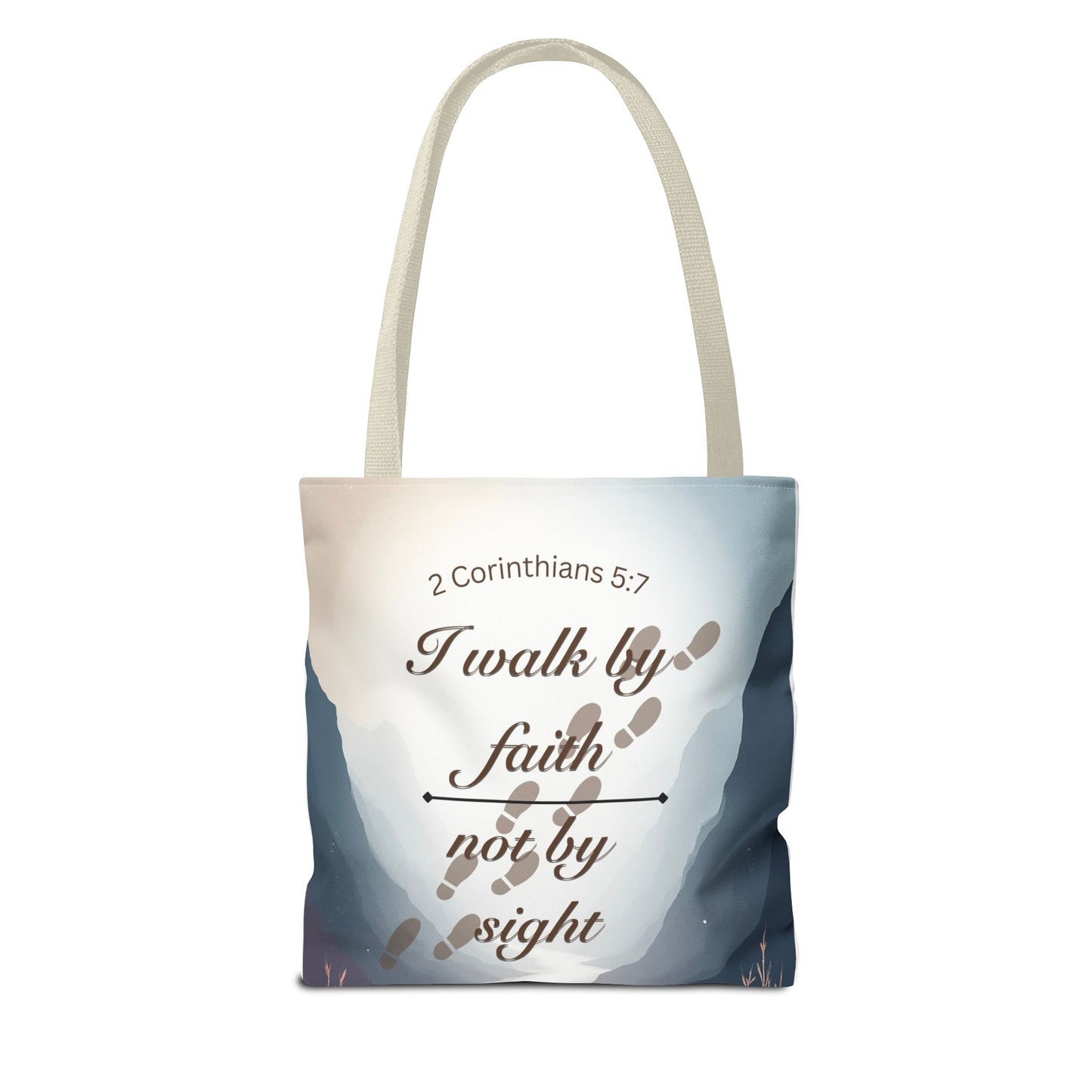Faith Tote Bag “I Walk by Faith Not by Sight” 2 Corinthians 5:7 Inspirational Tote