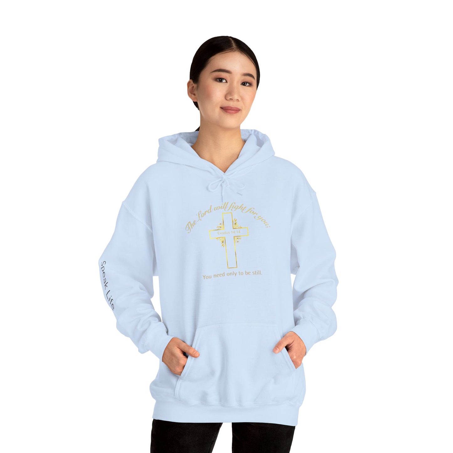 Christian Cross Hoodie  "The Lord will fight for you" Inspirational Faith Sweatshirt
